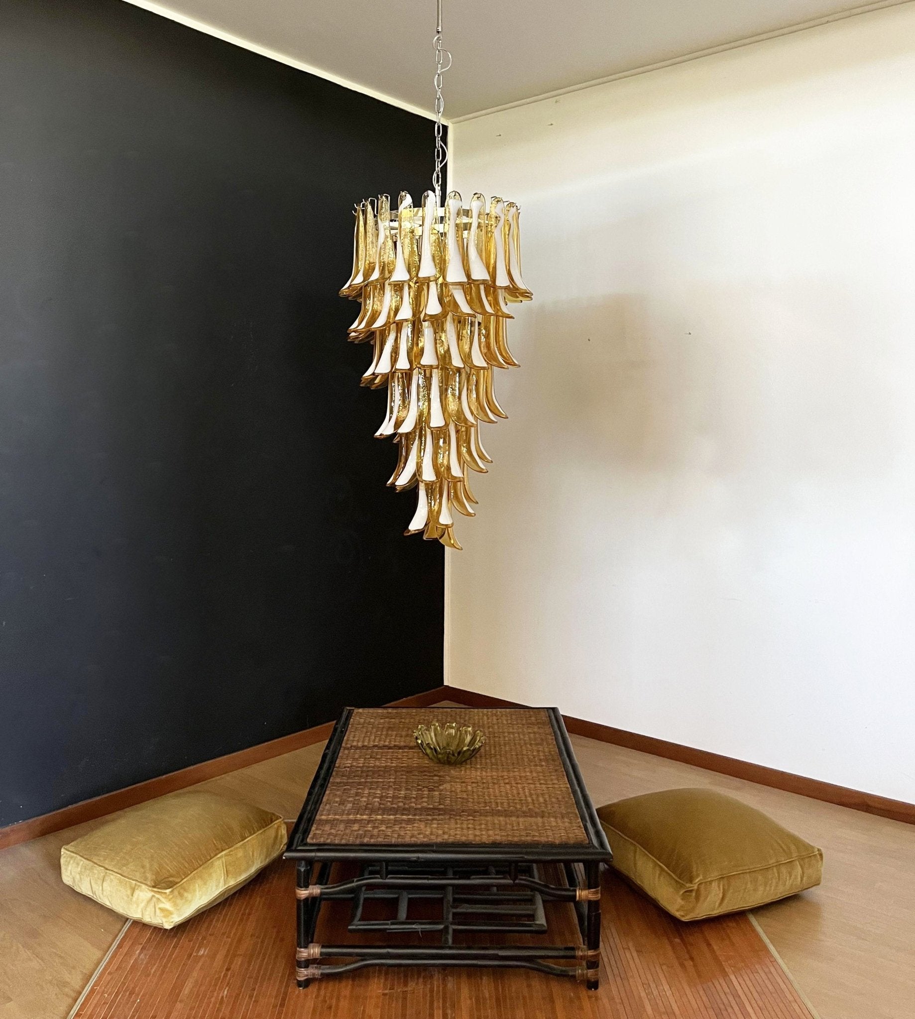 Aurora Chandelier Amber White Murano Spiral Petals - Neutralighting