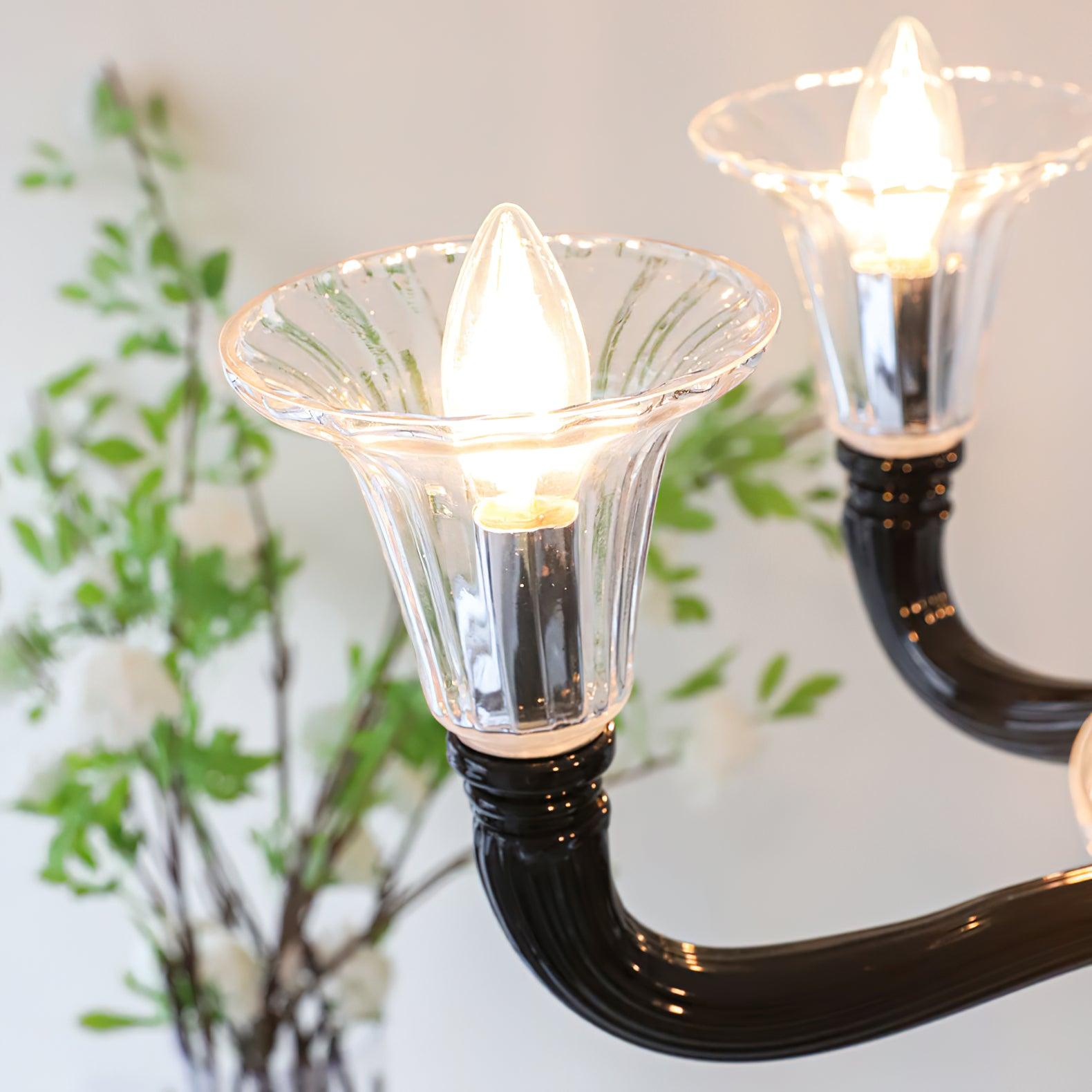 Aurora Chandelier Black Murano Candle Arm Glass Classic - Neutralighting