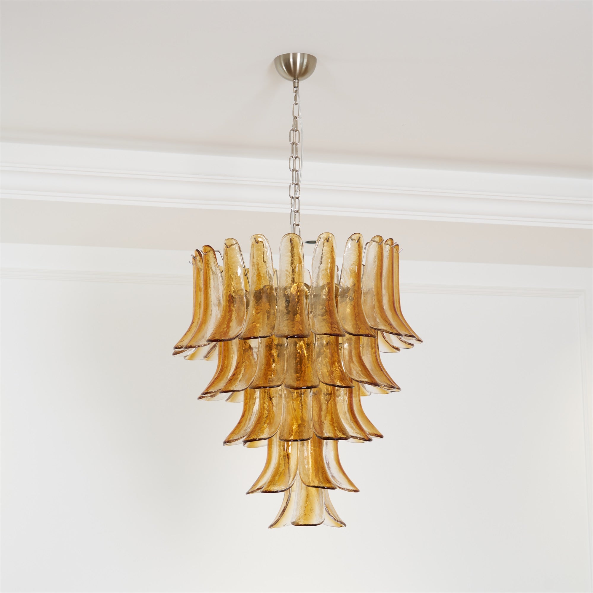 Aurora Chandelier Amber Lily Murano Glass Layered Centerpiece - Neutralighting