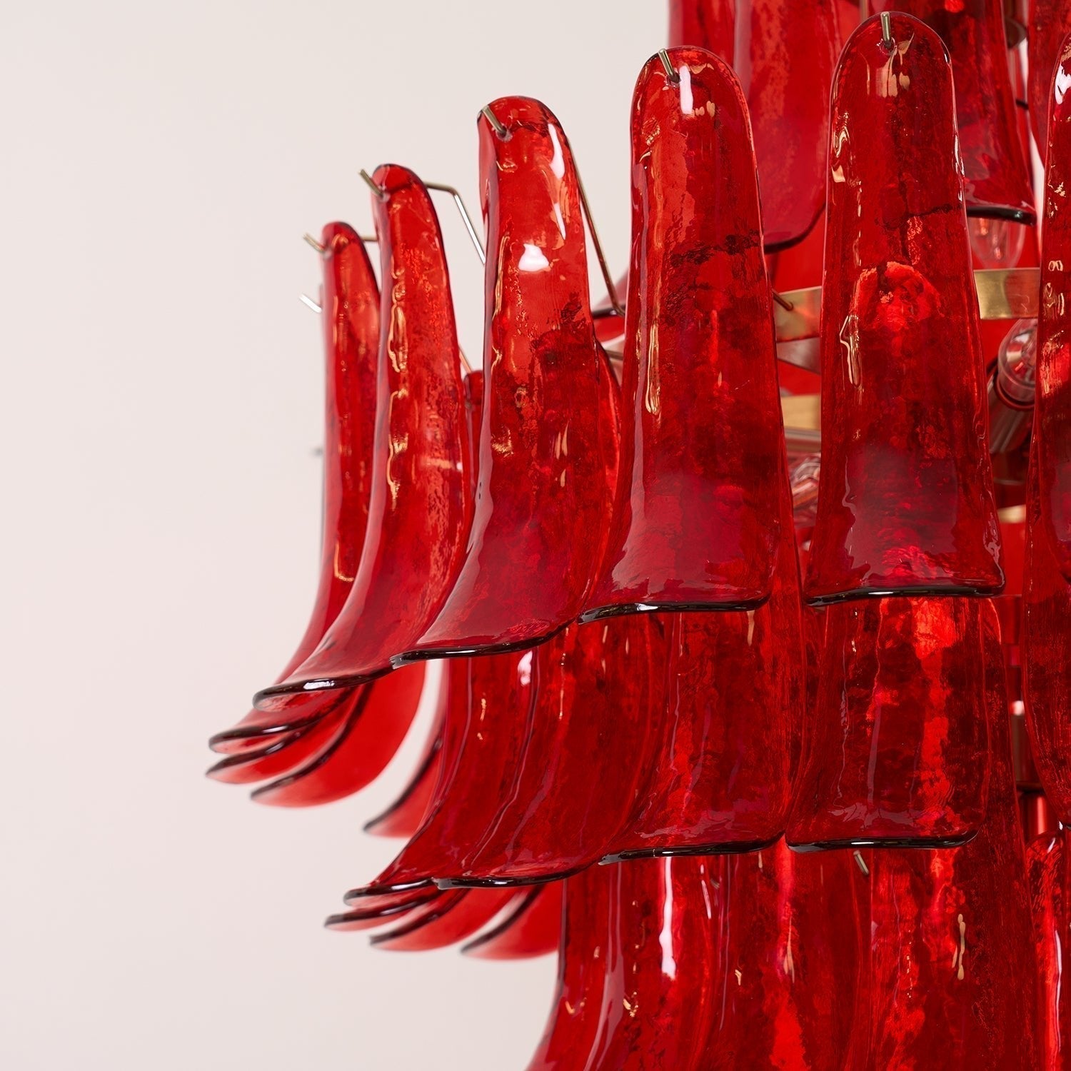 Aurora Chandelier Crimson Murano Petals Bold Art Glass - Neutralighting