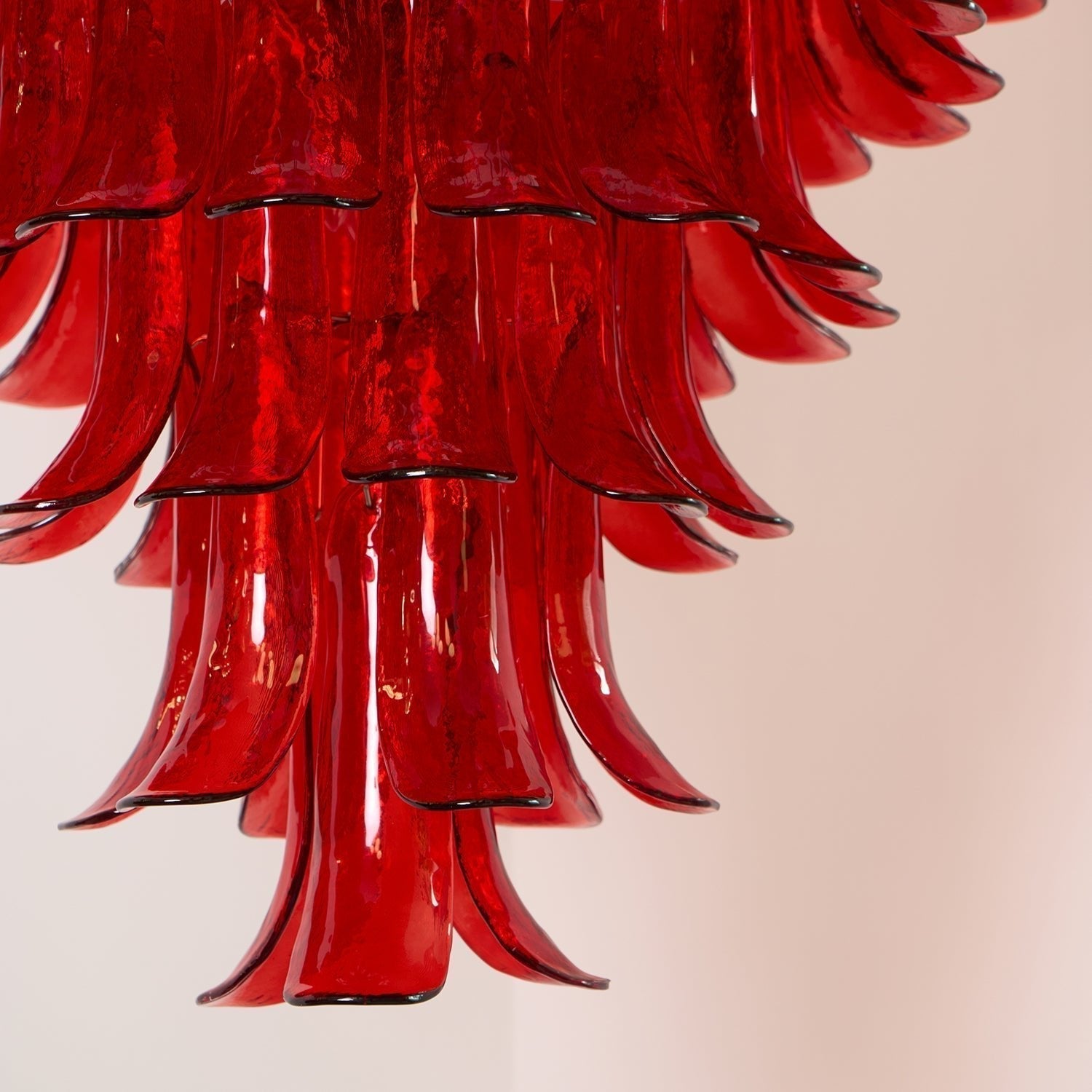 Aurora Chandelier Crimson Murano Petals Bold Art Glass - Neutralighting