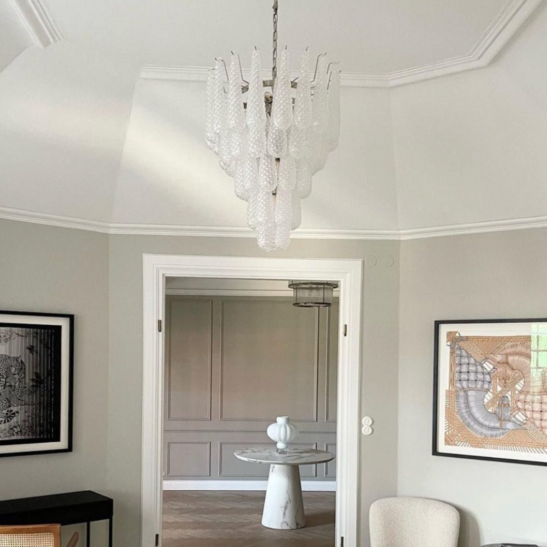 Aurora Chandelier Clear Murano Glass Dewdrop Layered - Neutralighting