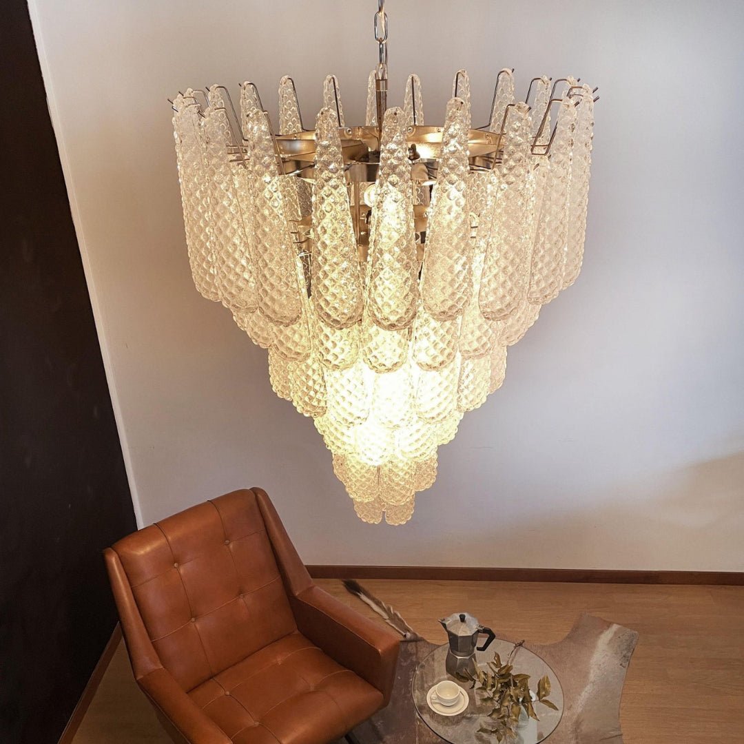 Aurora Chandelier Clear Murano Glass Dewdrop Layered - Neutralighting