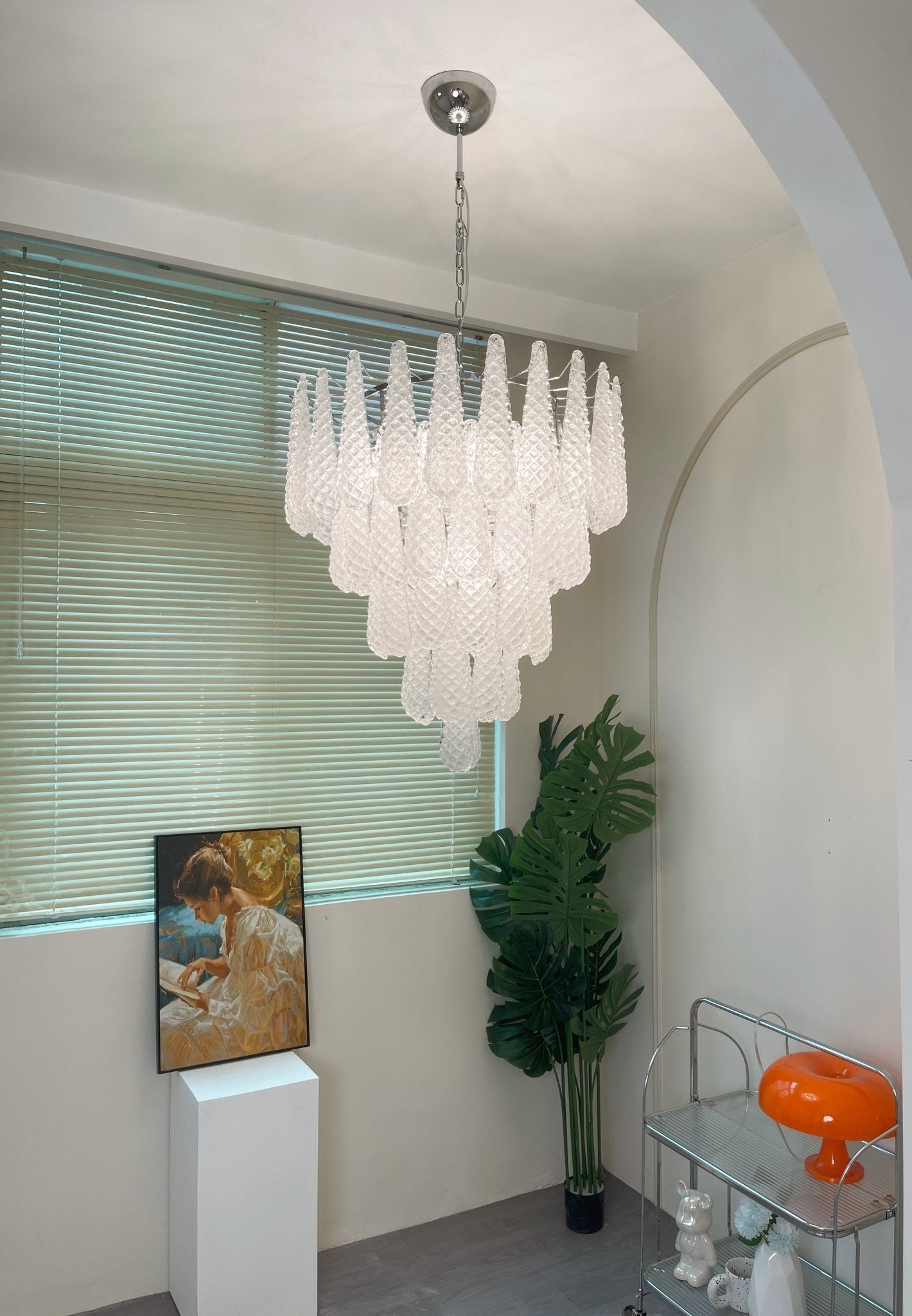 Aurora Chandelier Clear Murano Glass Dewdrop Layered - Neutralighting
