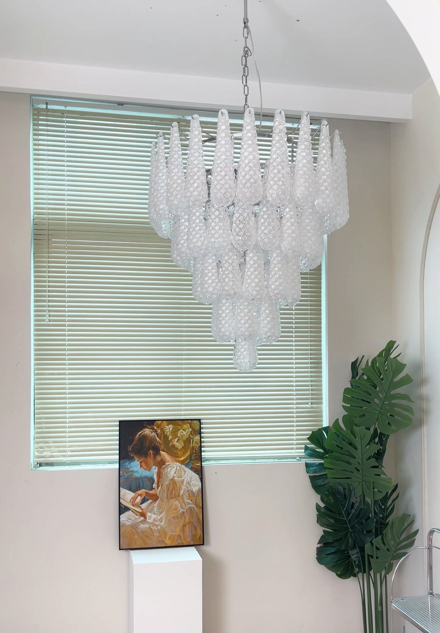Aurora Chandelier Clear Murano Glass Dewdrop Layered - Neutralighting