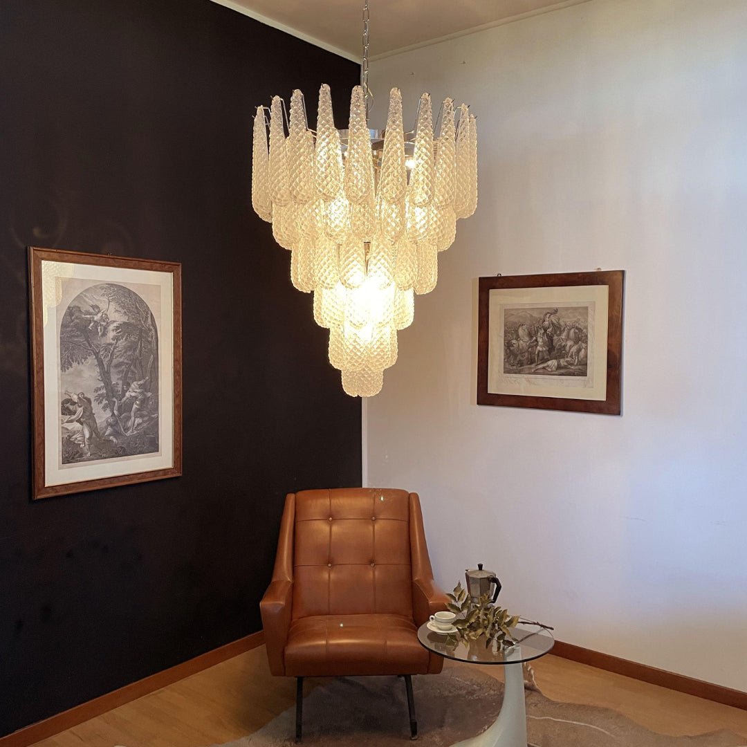 Aurora Chandelier Clear Murano Glass Dewdrop Layered - Neutralighting