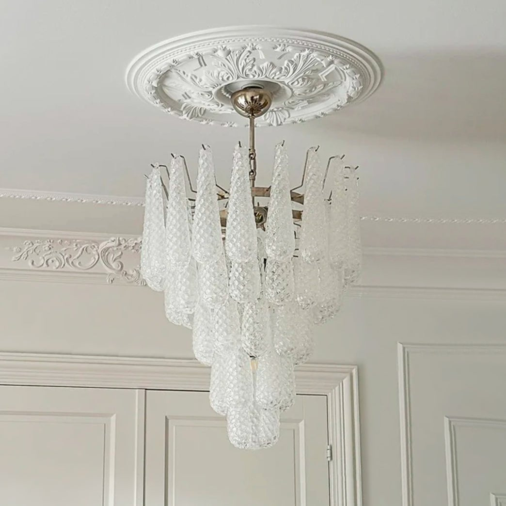 Aurora Chandelier Clear Droplets Murano Glass Waterfall Diamond - Neutralighting