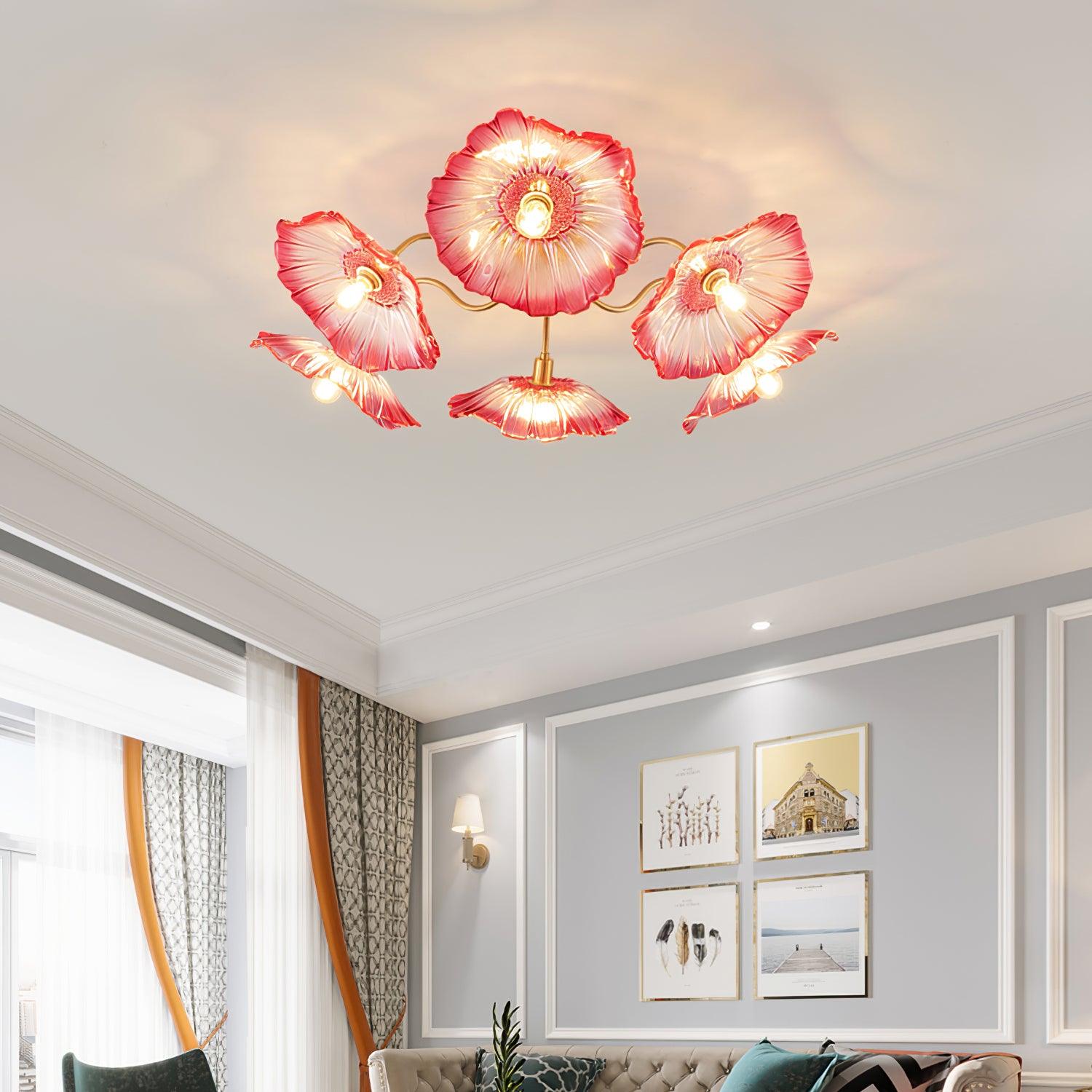 Valentina Lampada da Soffitto a Montaggio Incassato con Fiori in Vetro