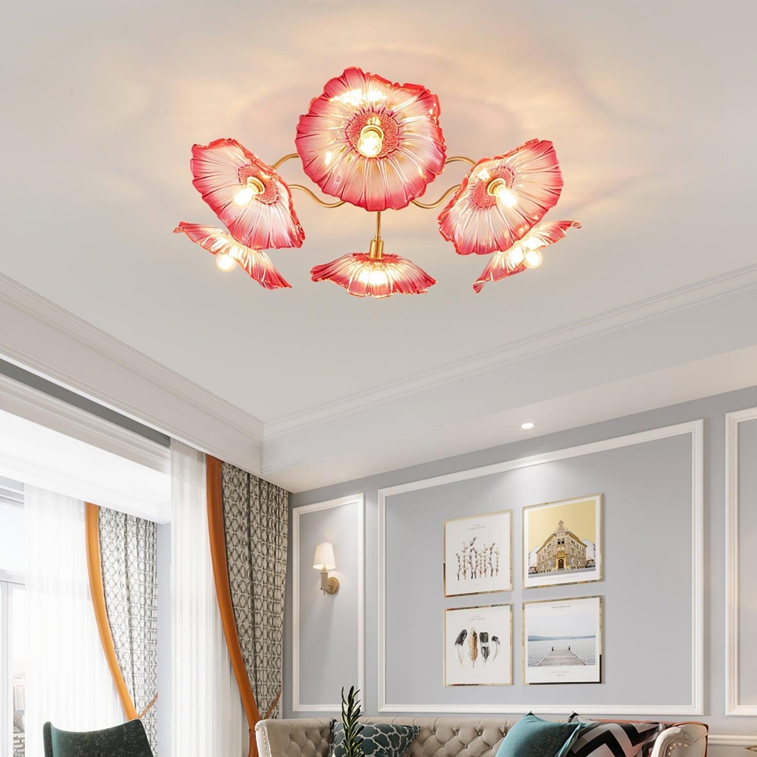Valentina Lampada da Soffitto a Montaggio Incassato con Fiori in Vetro