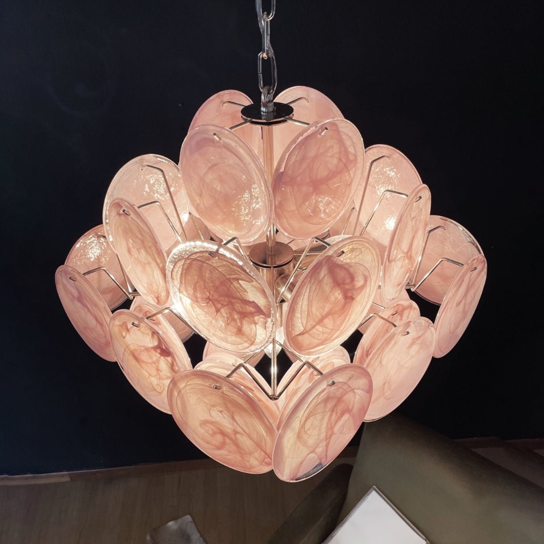 Aurora Chandelier Pink Disc Layered Artisanal - Neutralighting