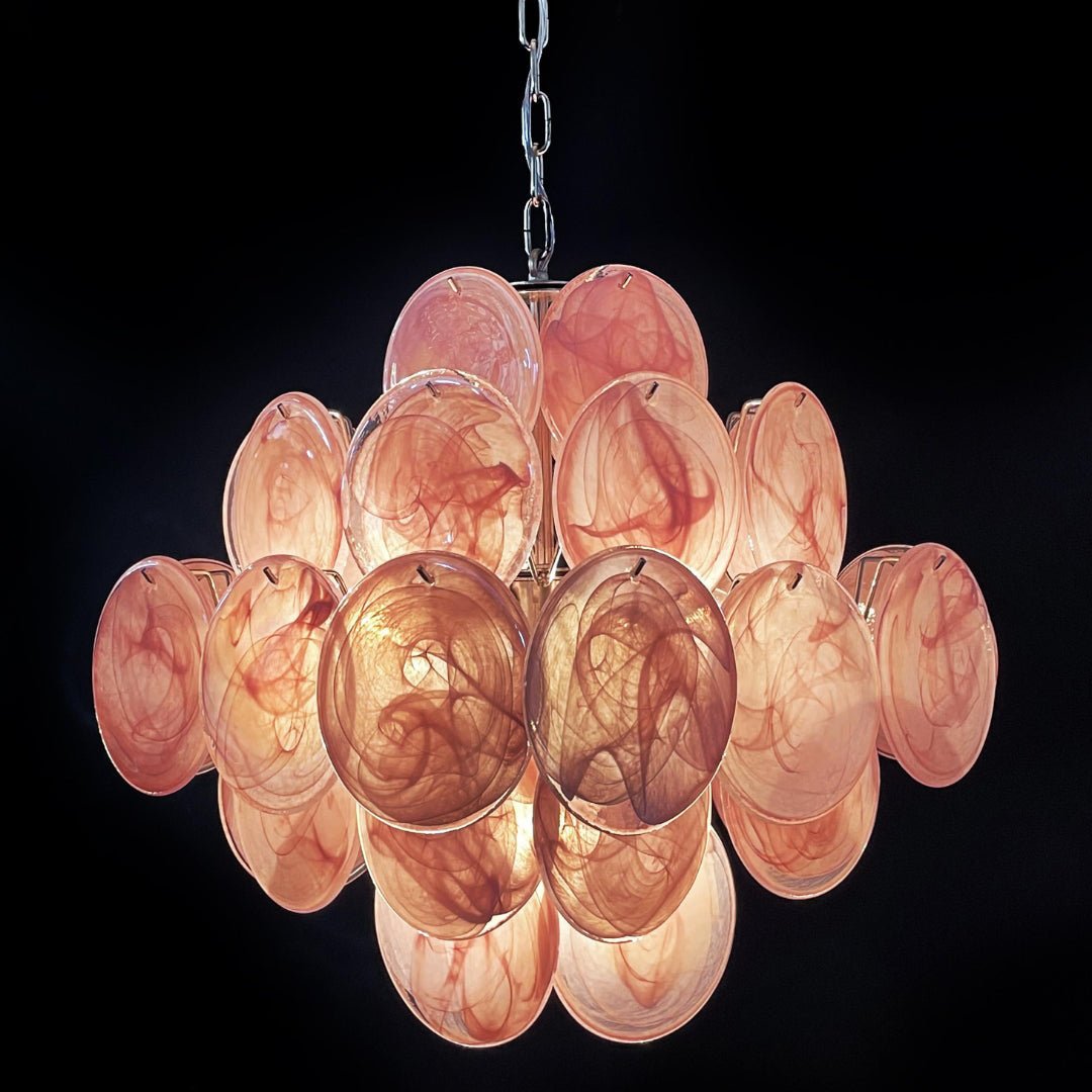Aurora Chandelier Pink Disc Layered Artisanal - Neutralighting
