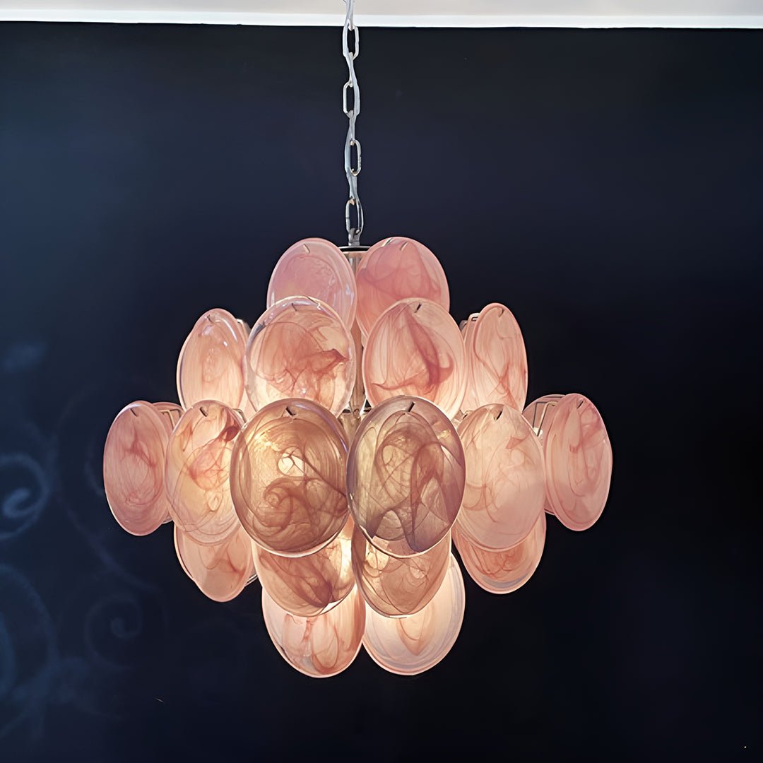 Aurora Chandelier Pink Disc Layered Artisanal - Neutralighting