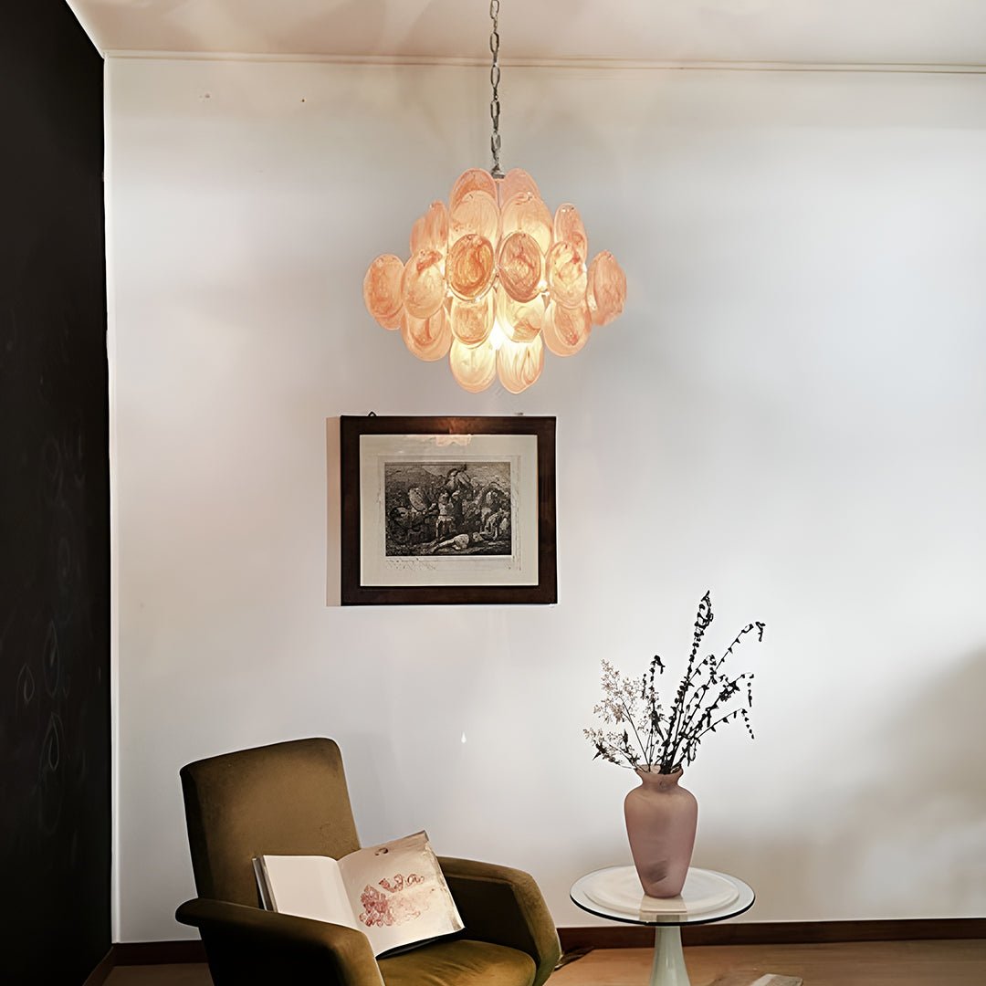 Aurora Chandelier Pink Disc Layered Artisanal - Neutralighting
