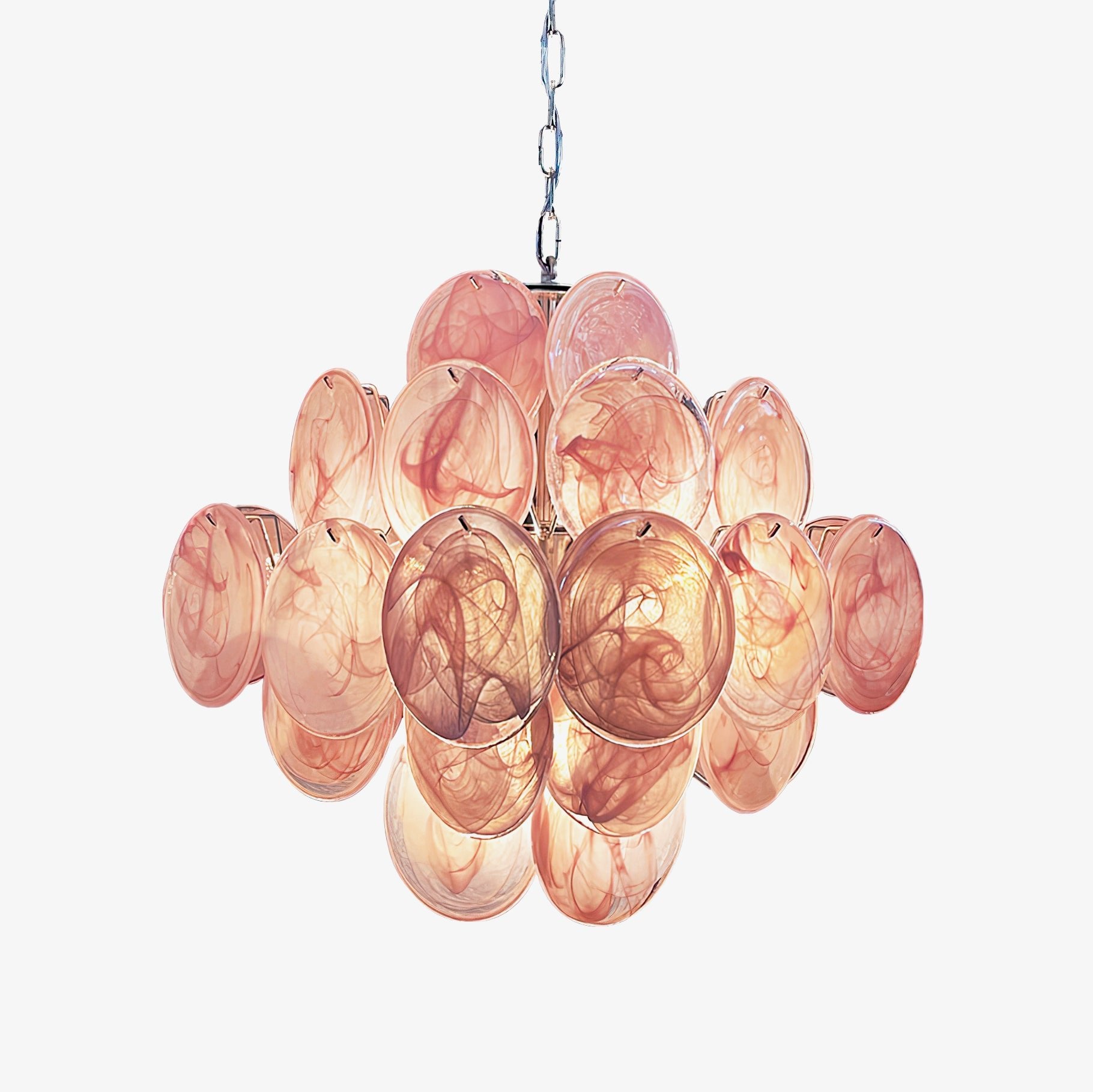 Aurora Chandelier Pink Disc Layered Artisanal - Neutralighting