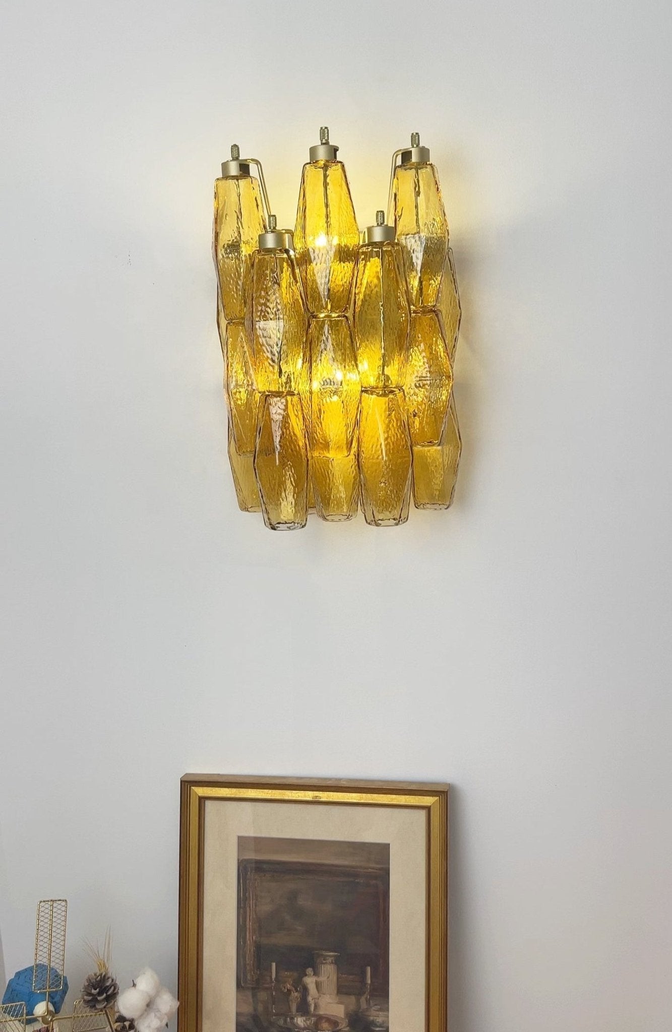 Aurora Wall Lamp Amber Rhombus Glass Geometric Murano Warmth - Neutralighting