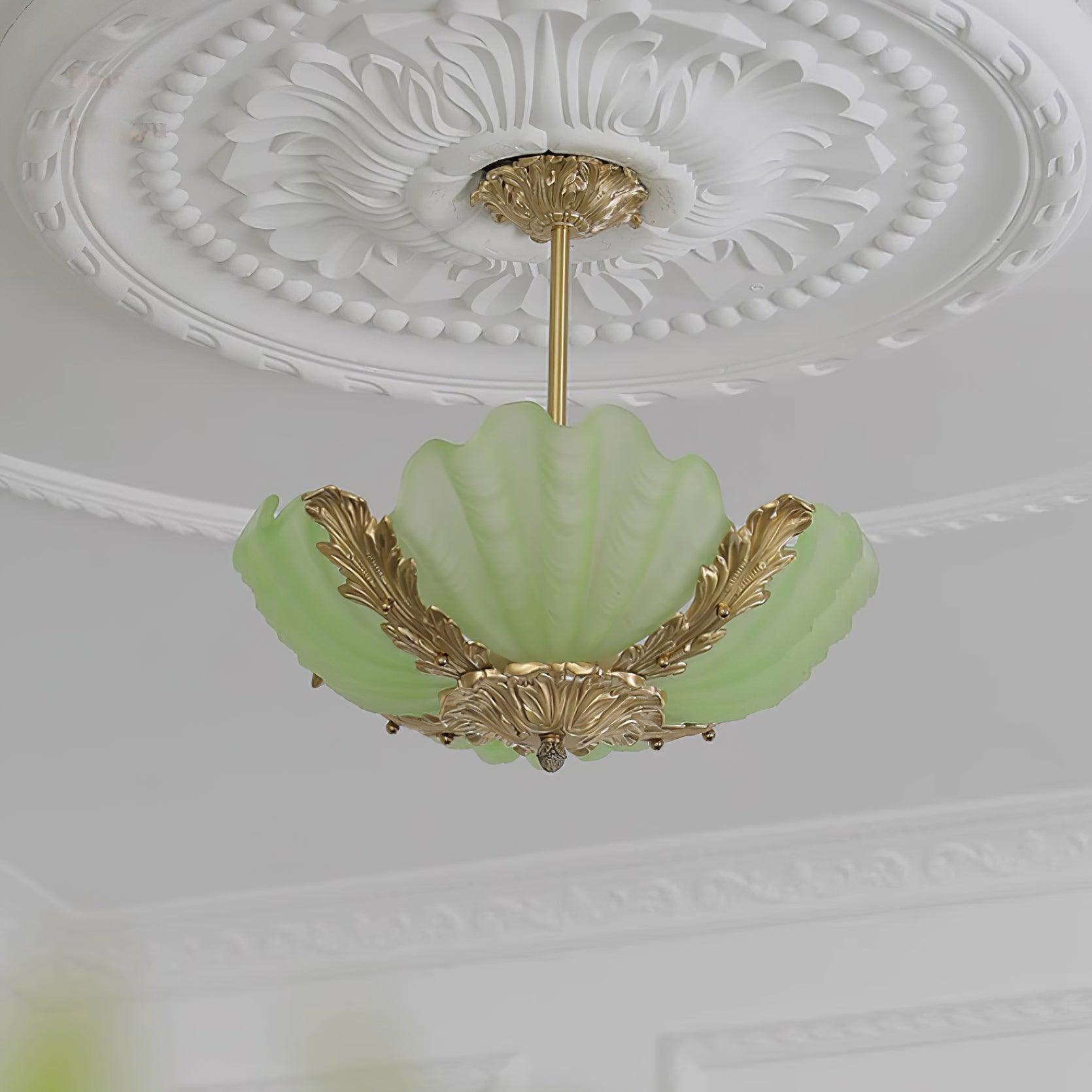 Pendant Lamp Pink Murano Shell with Brass Baroque - Letslighting