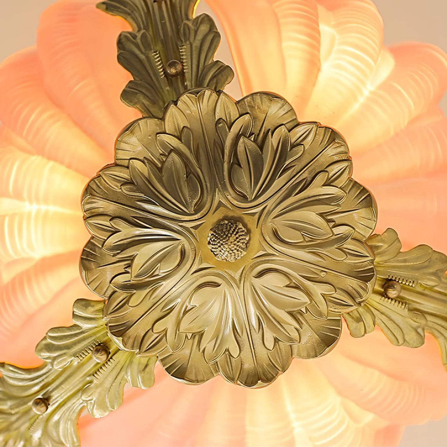 Pendant Lamp Pink Murano Shell with Brass Baroque - Letslighting