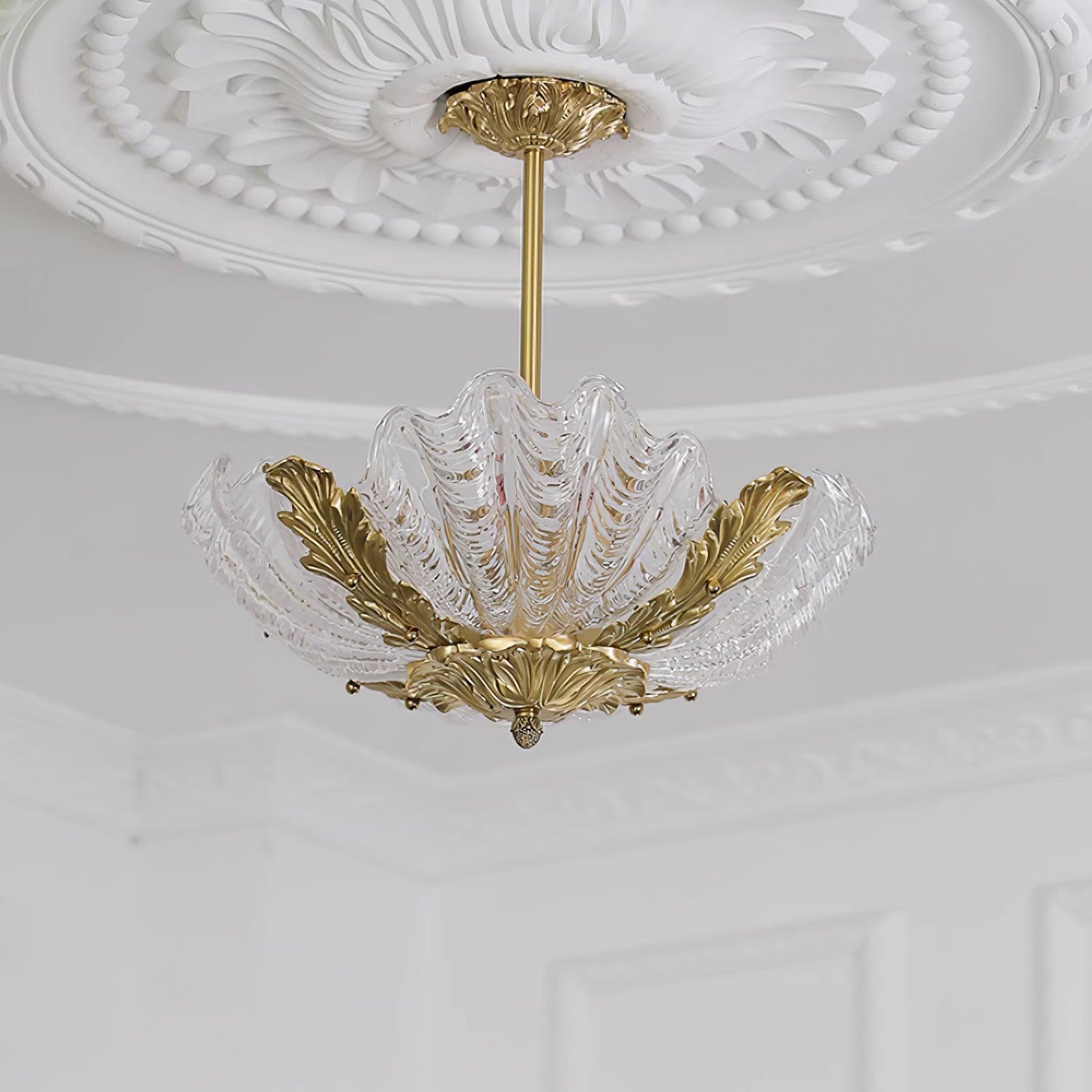 Pendant Lamp Pink Murano Shell with Brass Baroque - Letslighting