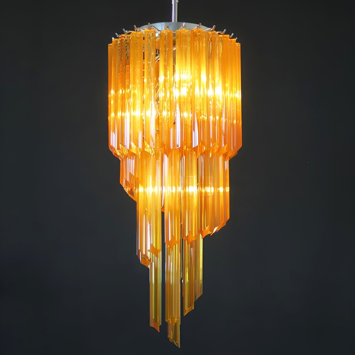 Aurora Chandelier Spiral Pink Prism Tiered - Neutralighting