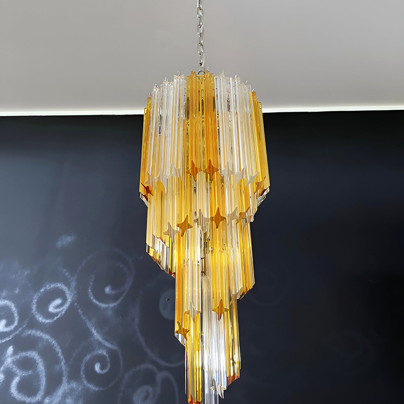 Aurora Chandelier Spiral Pink Prism Tiered - Neutralighting