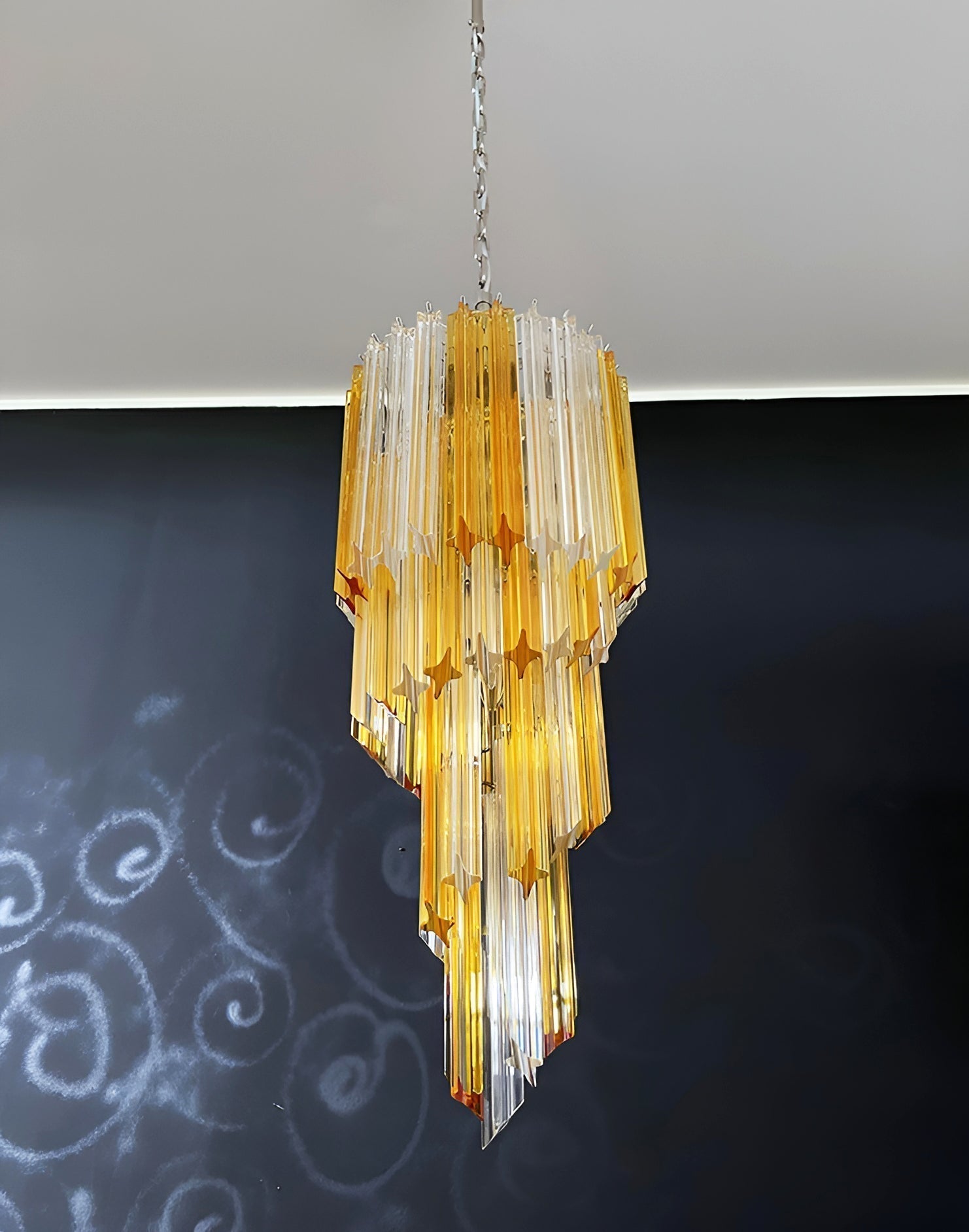 Aurora Chandelier Spiral Pink Prism Tiered - Neutralighting