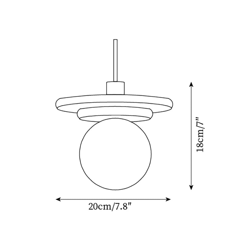 Pendant Lamp Glass Globe Travertine Disc Walnut Wood Natural - Letslighting