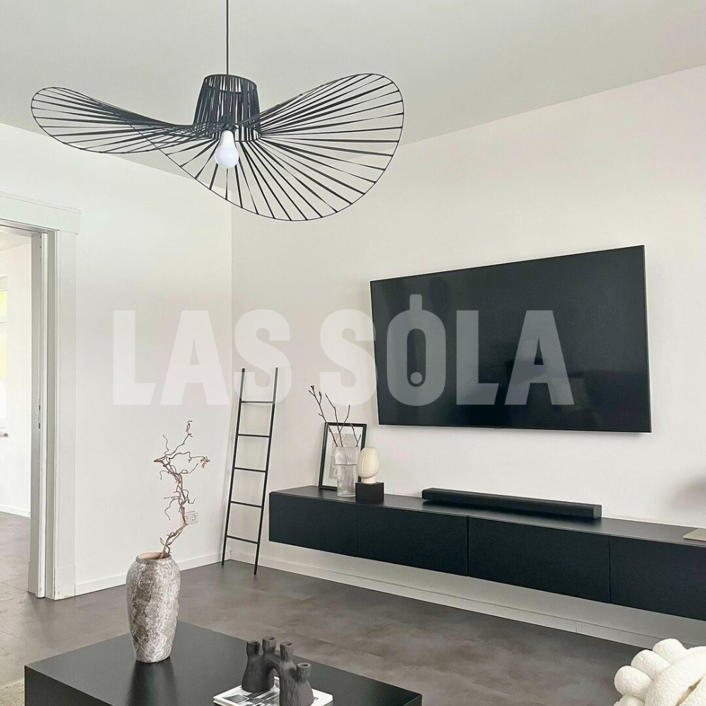 Ritta Lampade a Sospensione Tessuto Nero/Bianco/Oro/Marrone Fiore Moderne