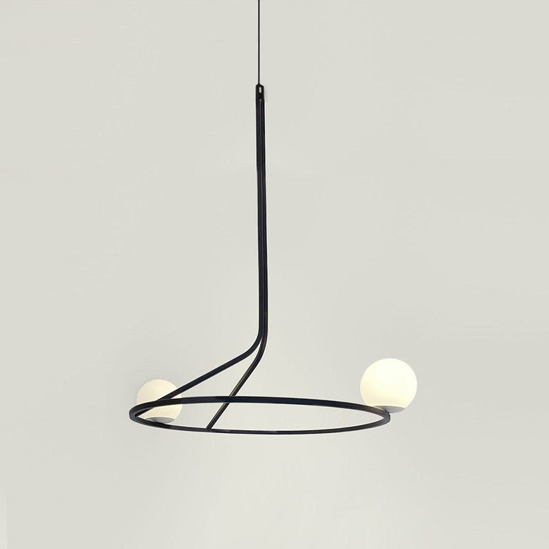Ilthael Modern Minimalist Brass Glass Chandelier - Lamp Copper