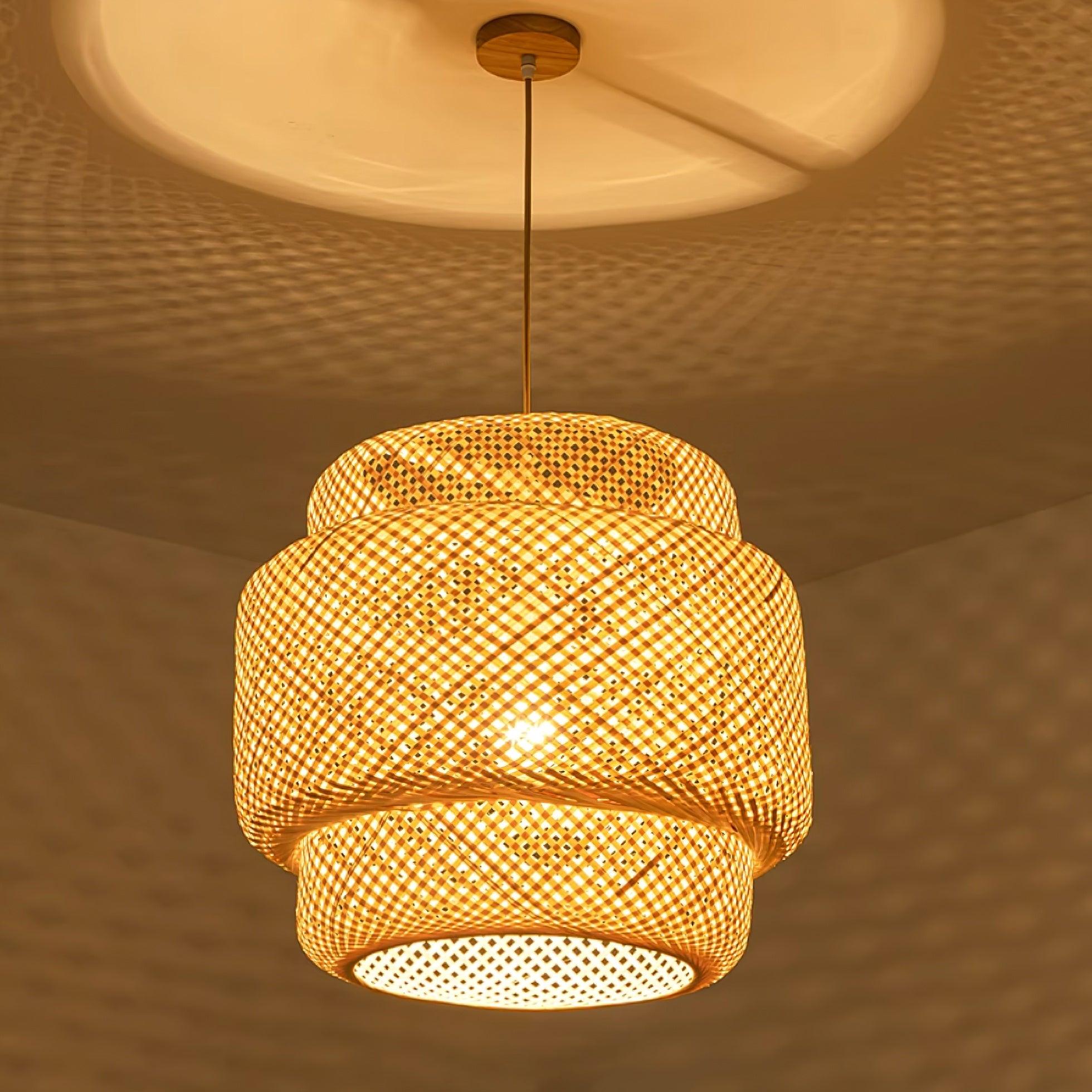 Pendant Lamp Double Layer Woven Bamboo Shade Organic Natural - Letslighting