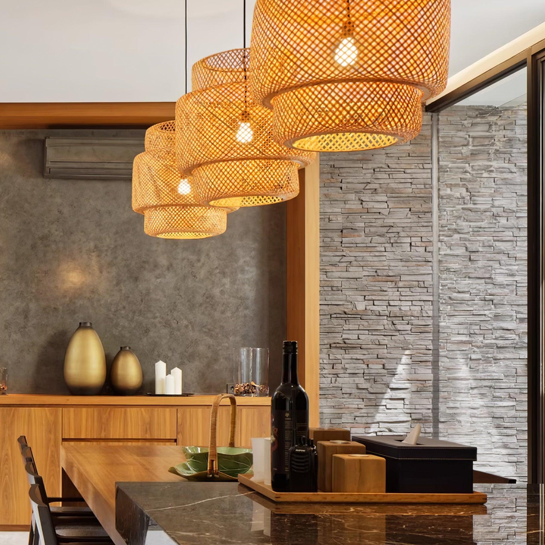 Pendant Lamp Double Layer Woven Bamboo Shade Organic Natural - Letslighting