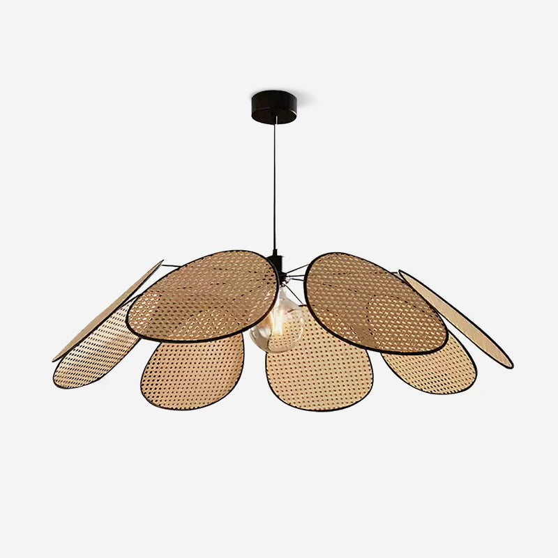 Chandelier with Rattan Petals and Metal Frame Ambient Bohemian - Letslighting