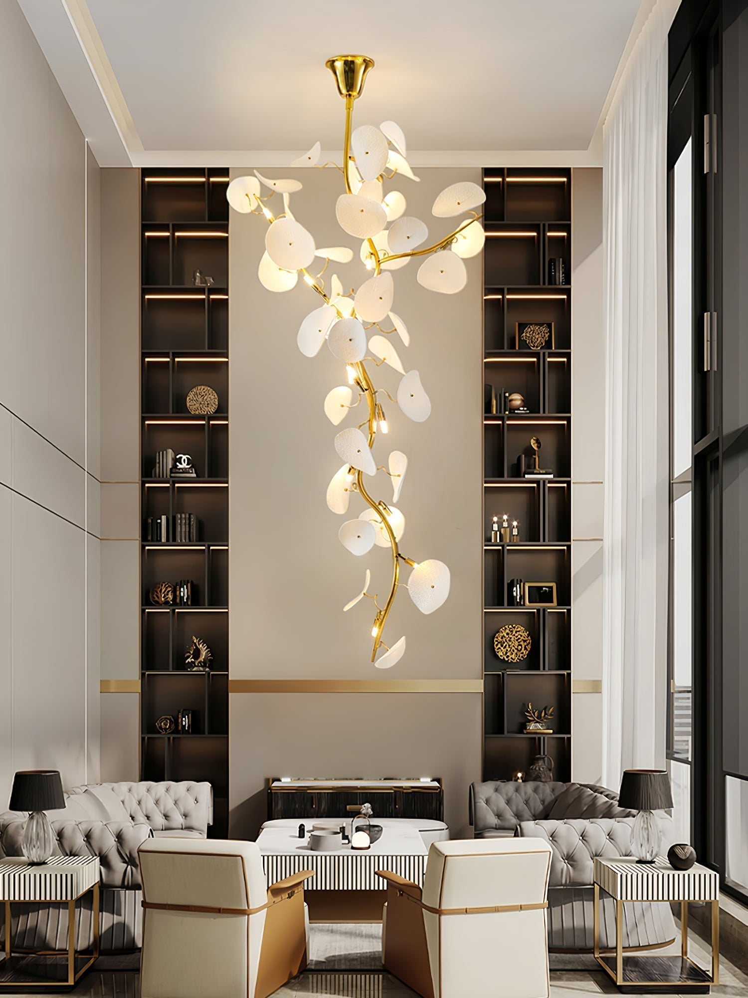 Orthair Branch Ceramic Brass Chandelier - Blowlighting