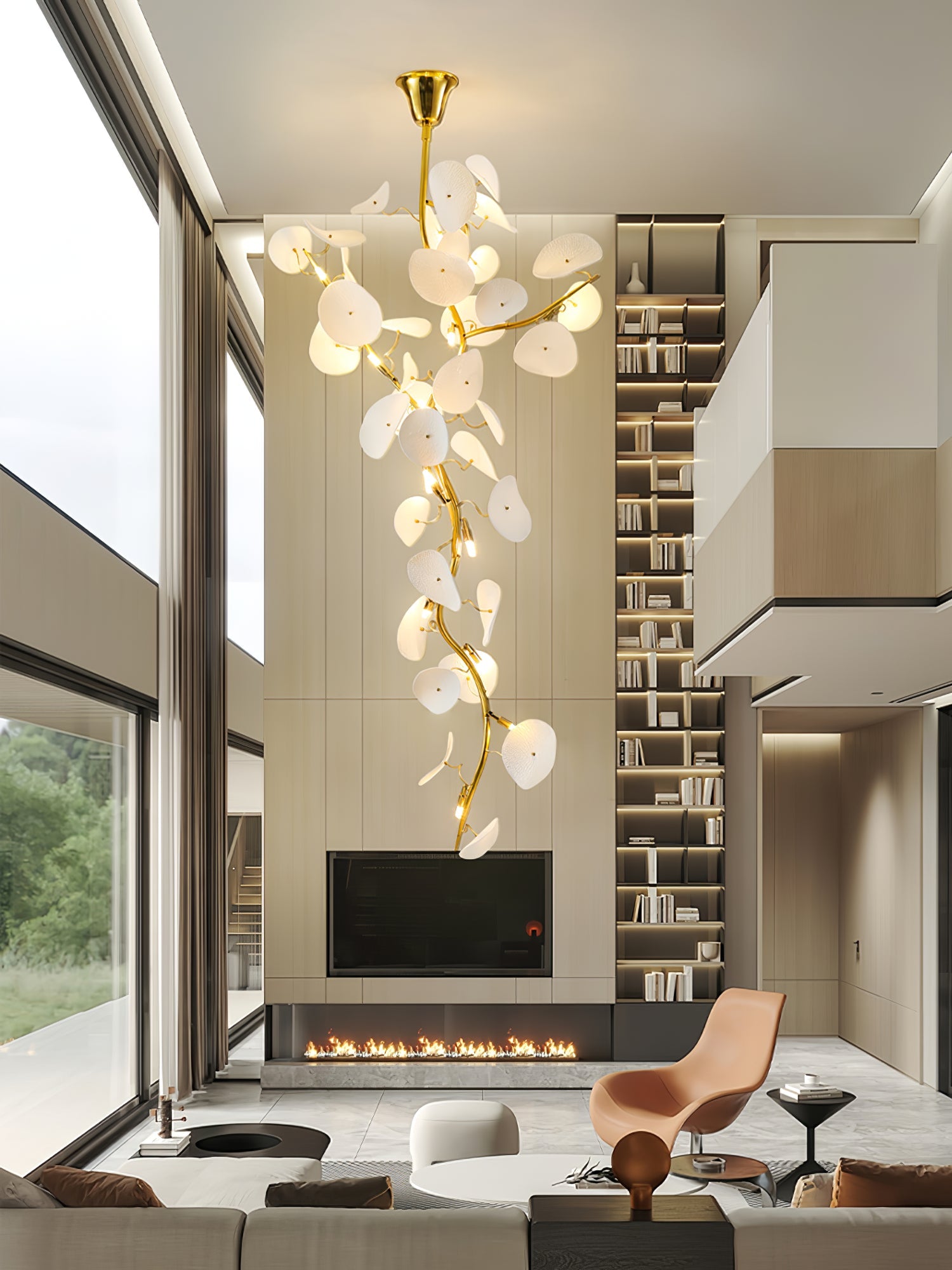 Orthair Branch Ceramic Brass Chandelier - Blowlighting