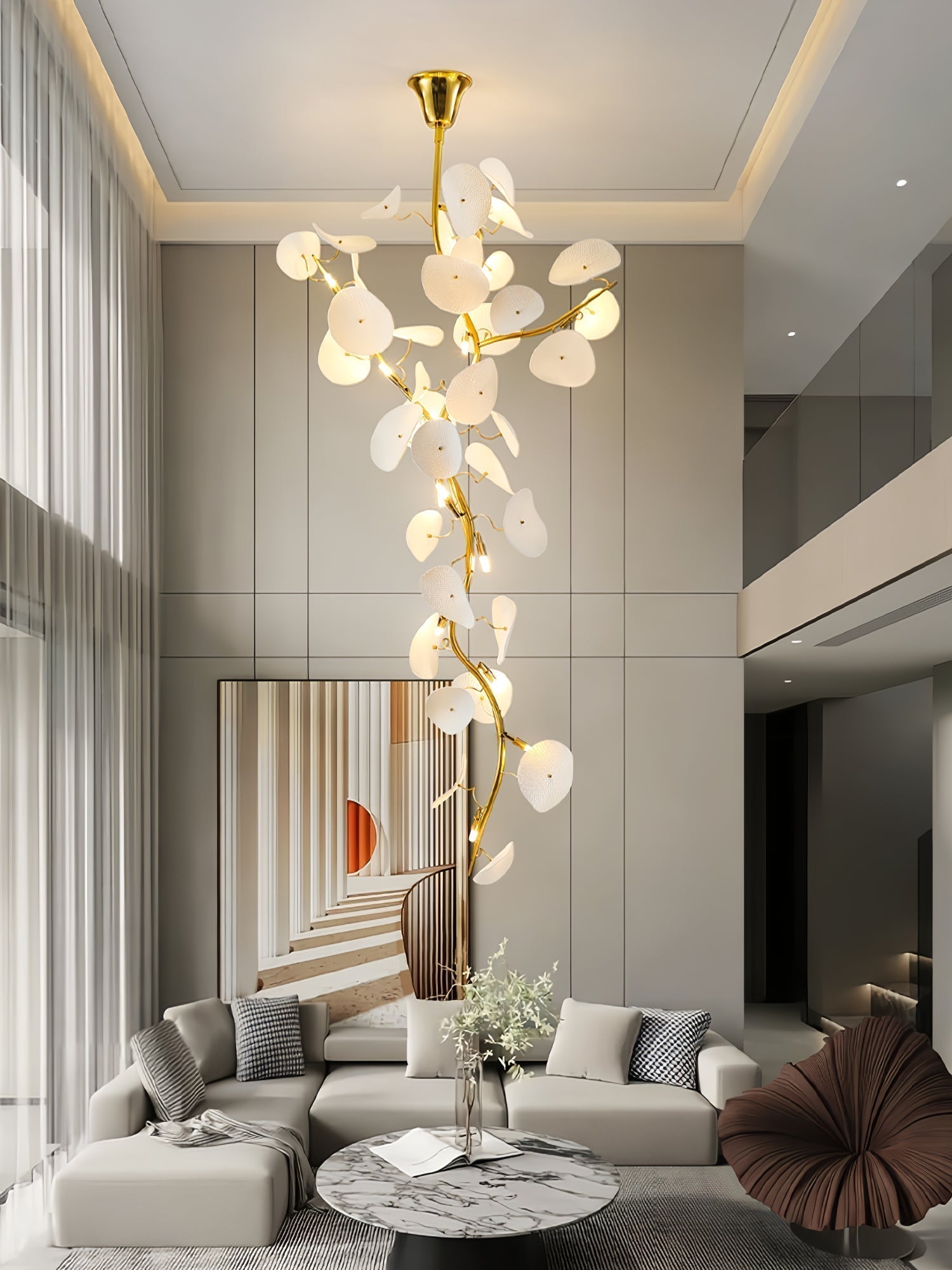 Orthair Branch Ceramic Brass Chandelier - Blowlighting