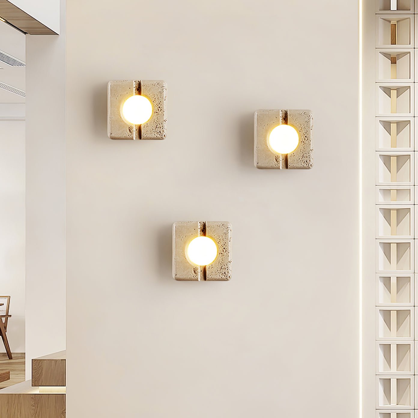 Olvenan Square Travertine Wall Light - Neutralighting
