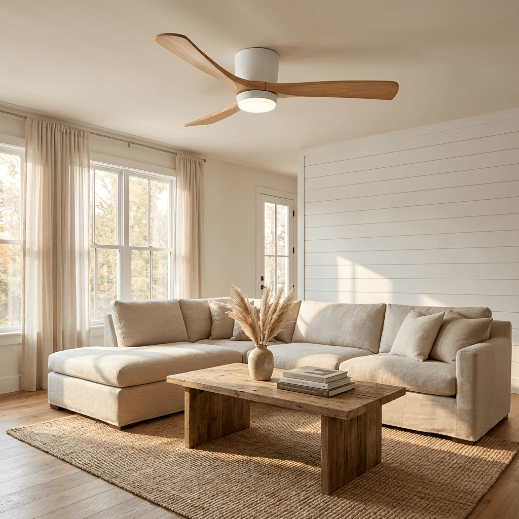 Ventilatore da soffitto Nordico Ezra con luce, opzione finitura nera