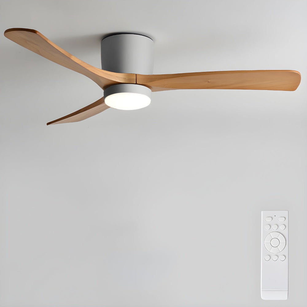 Ventilatore da soffitto moderno in legno Elena che illumina una stanza