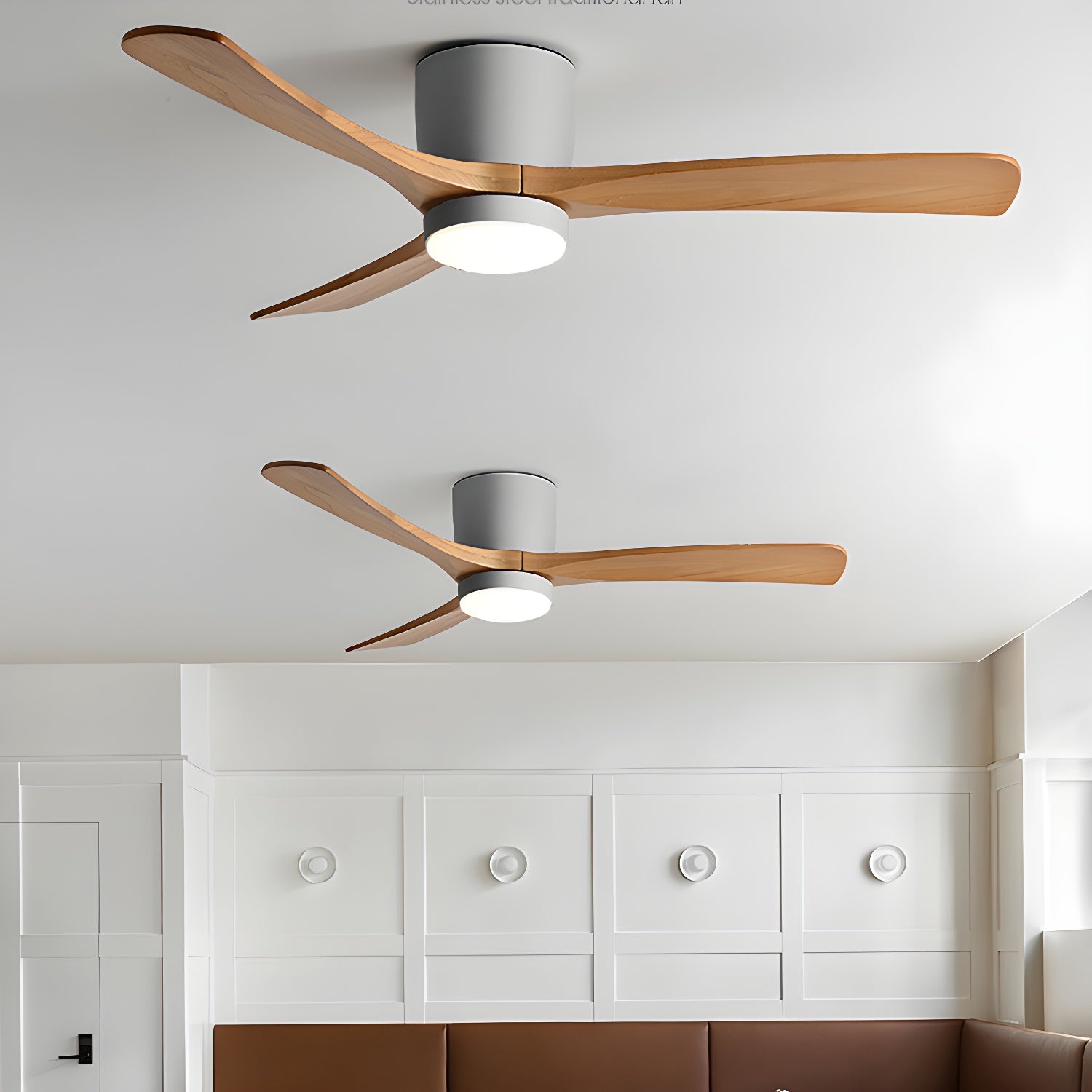 Schema che mostra le dimensioni del ventilatore da soffitto Nordico Ezra con luce