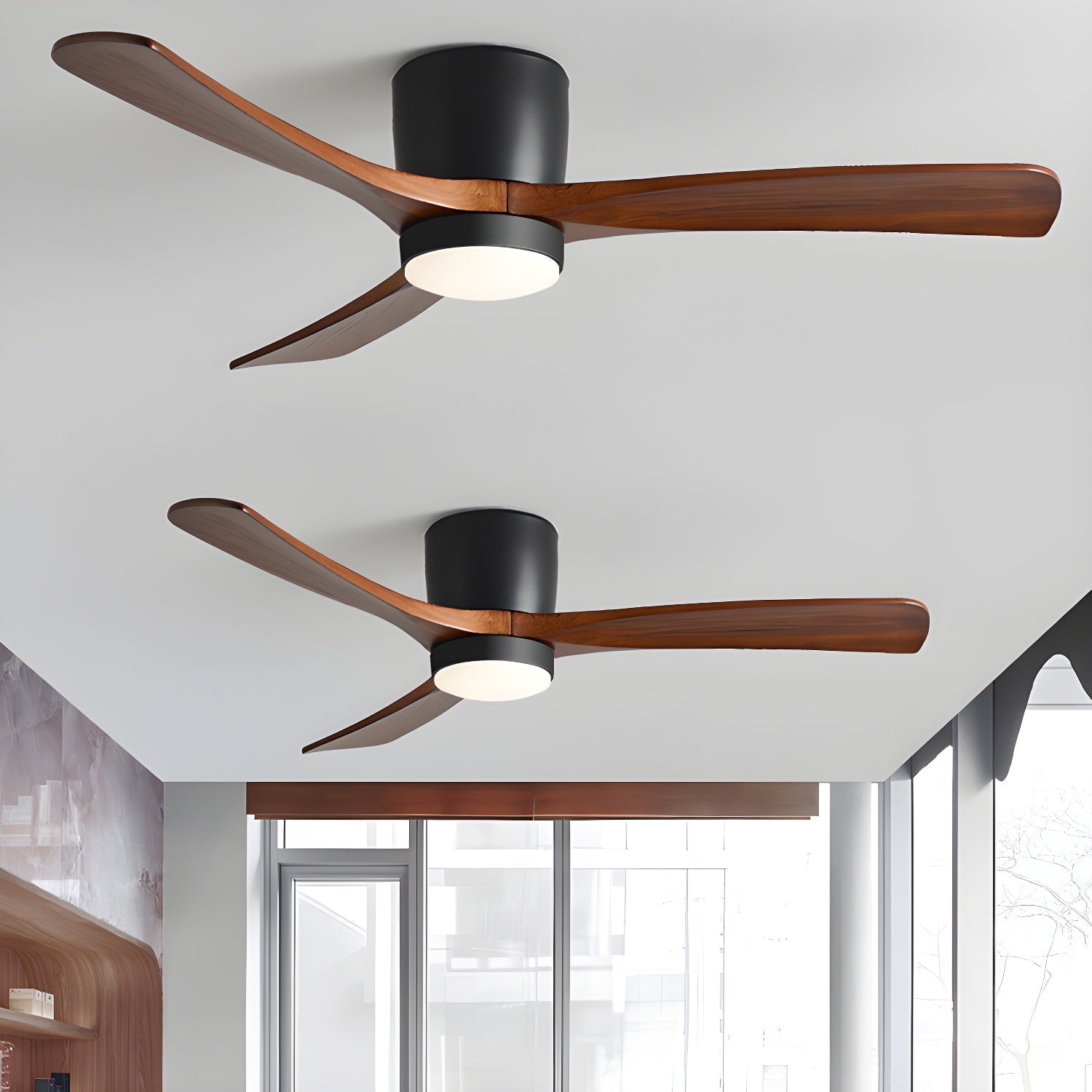 Ventilatore da soffitto Nordico Ezra con luce, illuminazione bianca calda 3000K