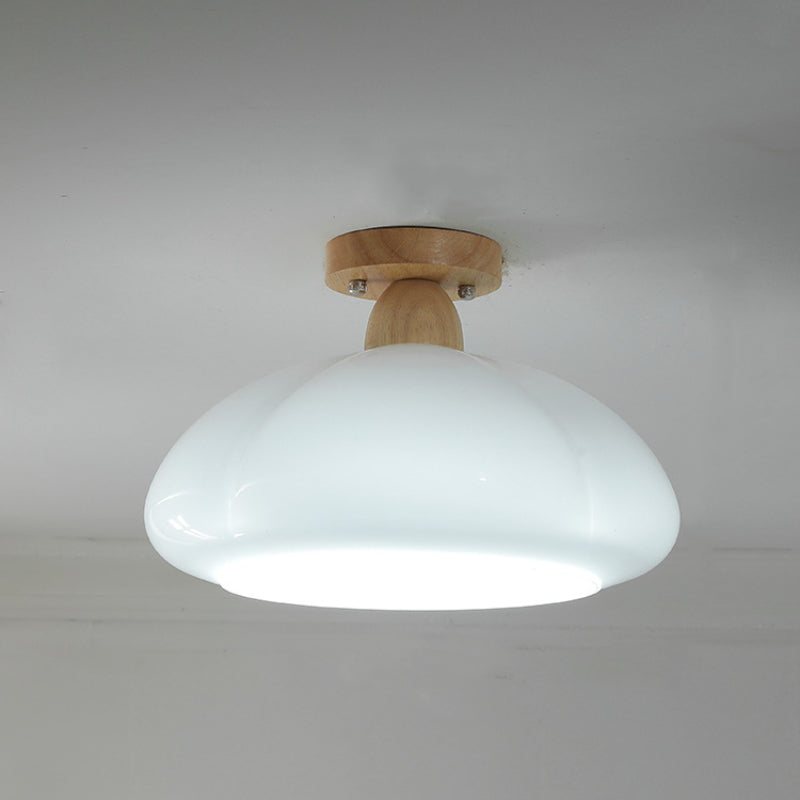Valentina Moderno Vetro Legno Plafoniera Crema Bianco Arrancione Camera da Letto Soggiorno