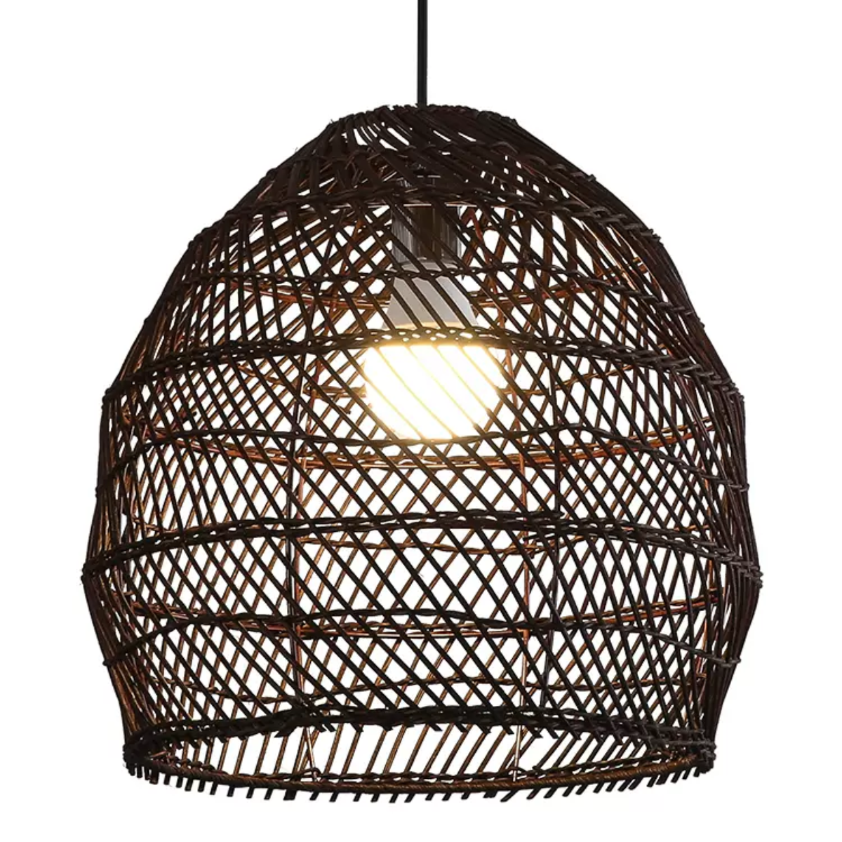 Ritta Lampada a Sospensione LED di Design Retrò Nero/Legno per Soggiorno/Studio