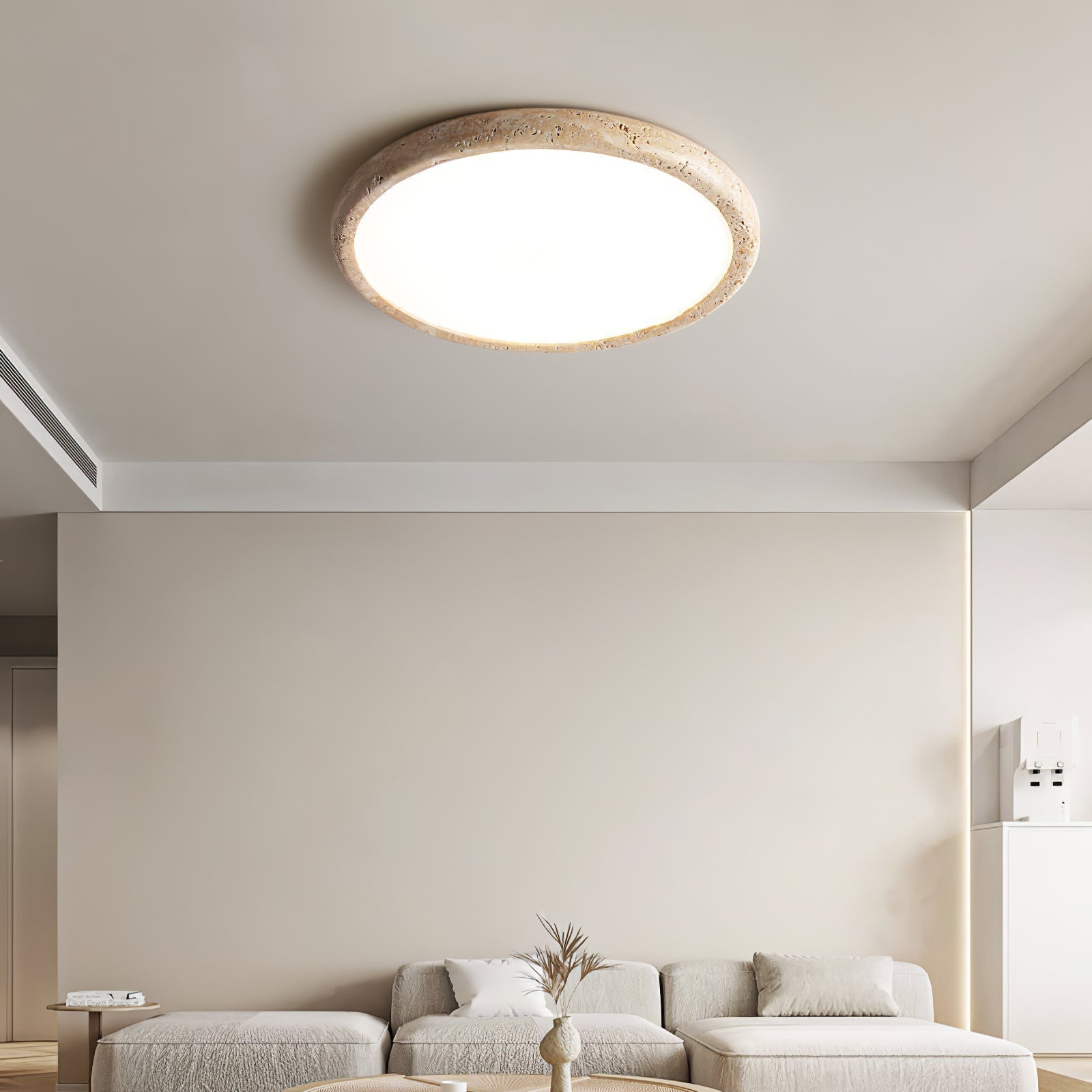 Aurrina Ring Frame Travertine Ceiling Light - Neutralighting