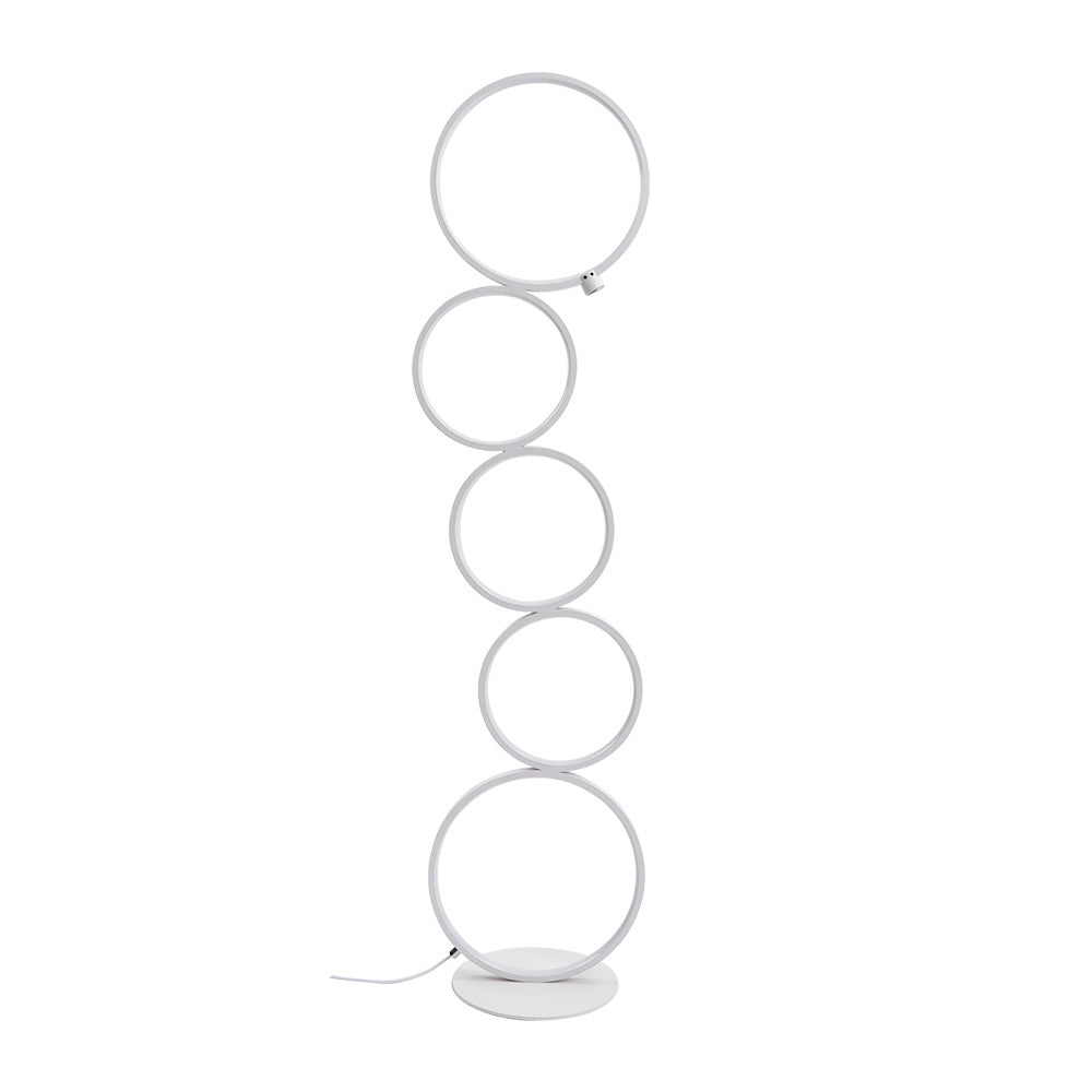 Arisha Moderna LED Lampada da Terra Metallo/Silicio Bianco/Nero Multi-Anelli Soggiorno/Camera da Letto
