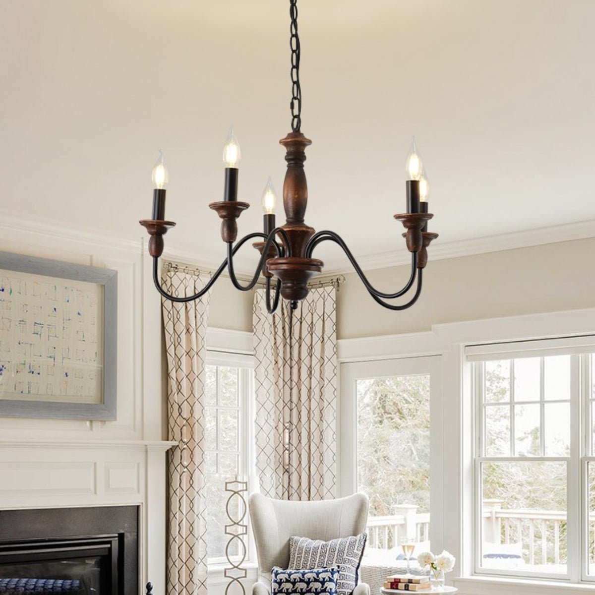 Silva Lampada a Sospensione LED da Interno di Design Industriale in Legno Metallo