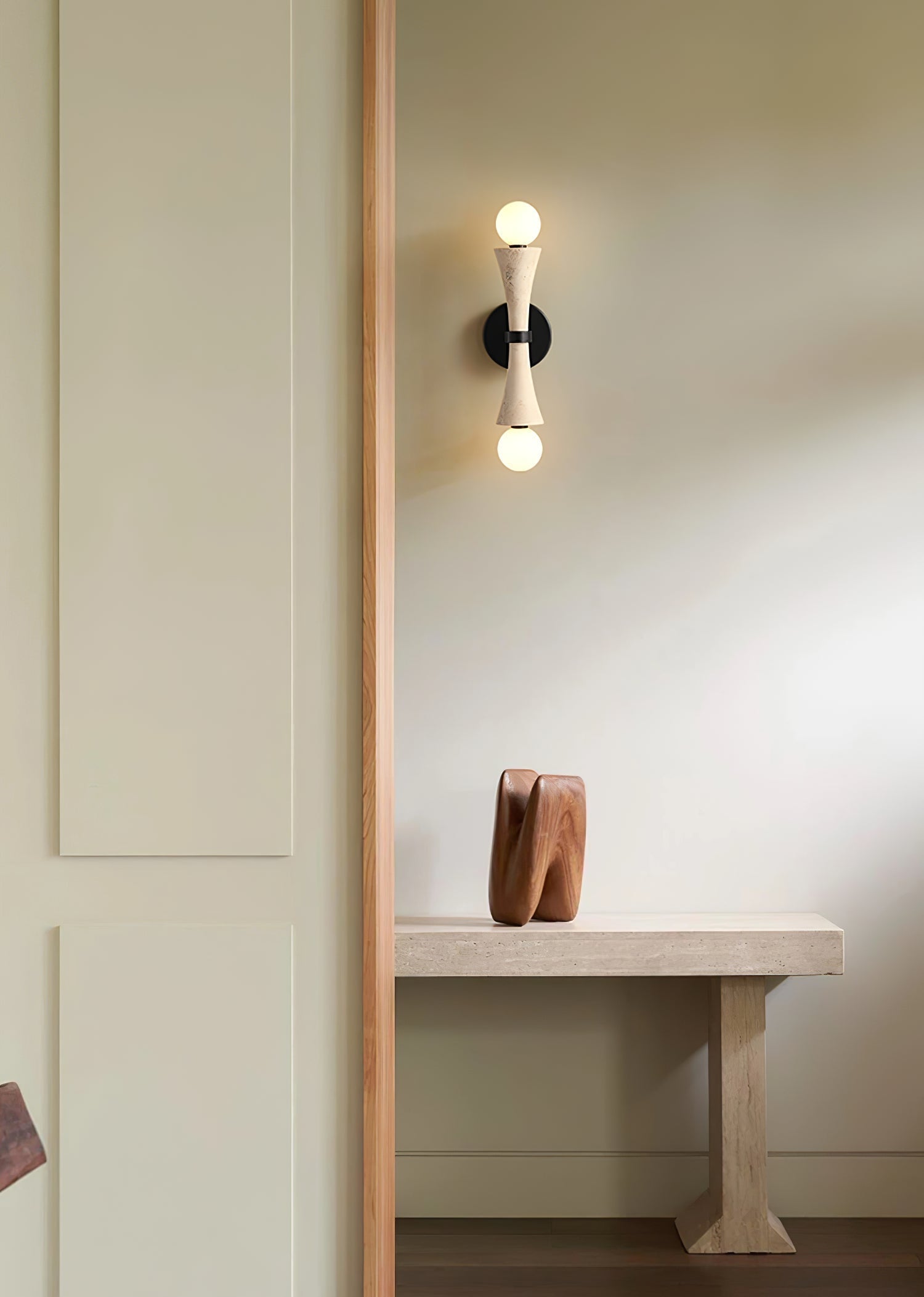 Oloriel Sculptural Travertine Wall Light - Neutralighting