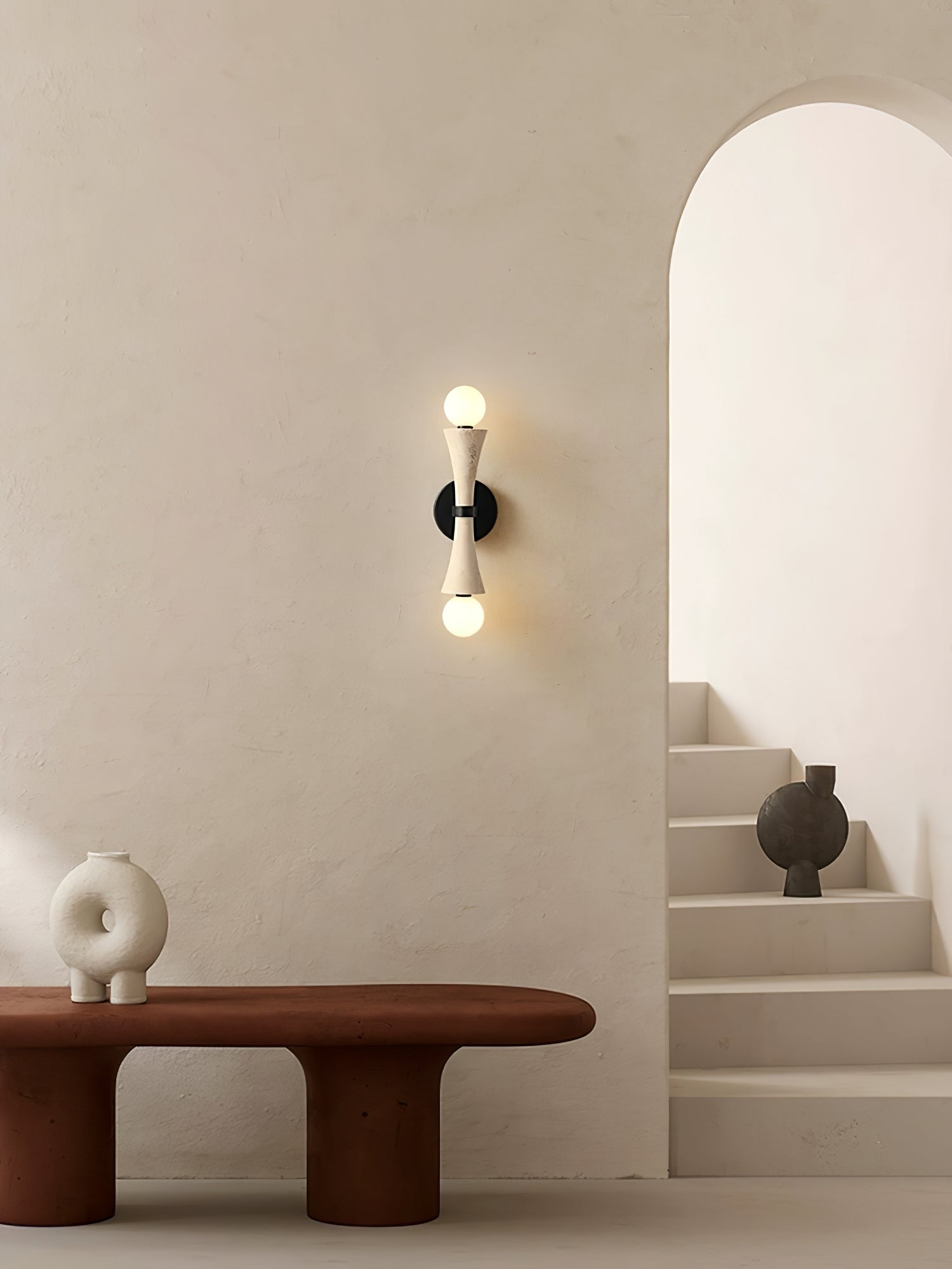 Oloriel Sculptural Travertine Wall Light - Neutralighting