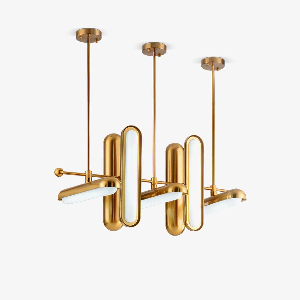 Lyvinaris Geometric Brass Linear Pendant Light - Blowlighting