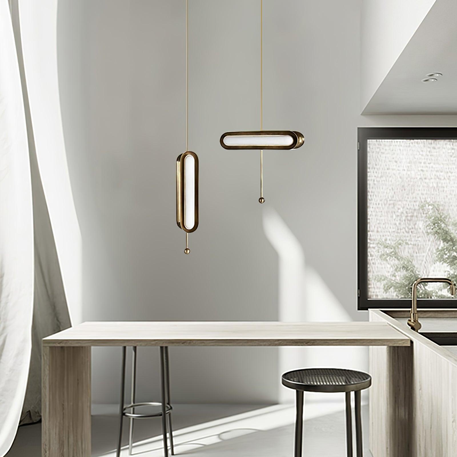 Lyvinaris Geometric Brass Linear Pendant Light - Blowlighting