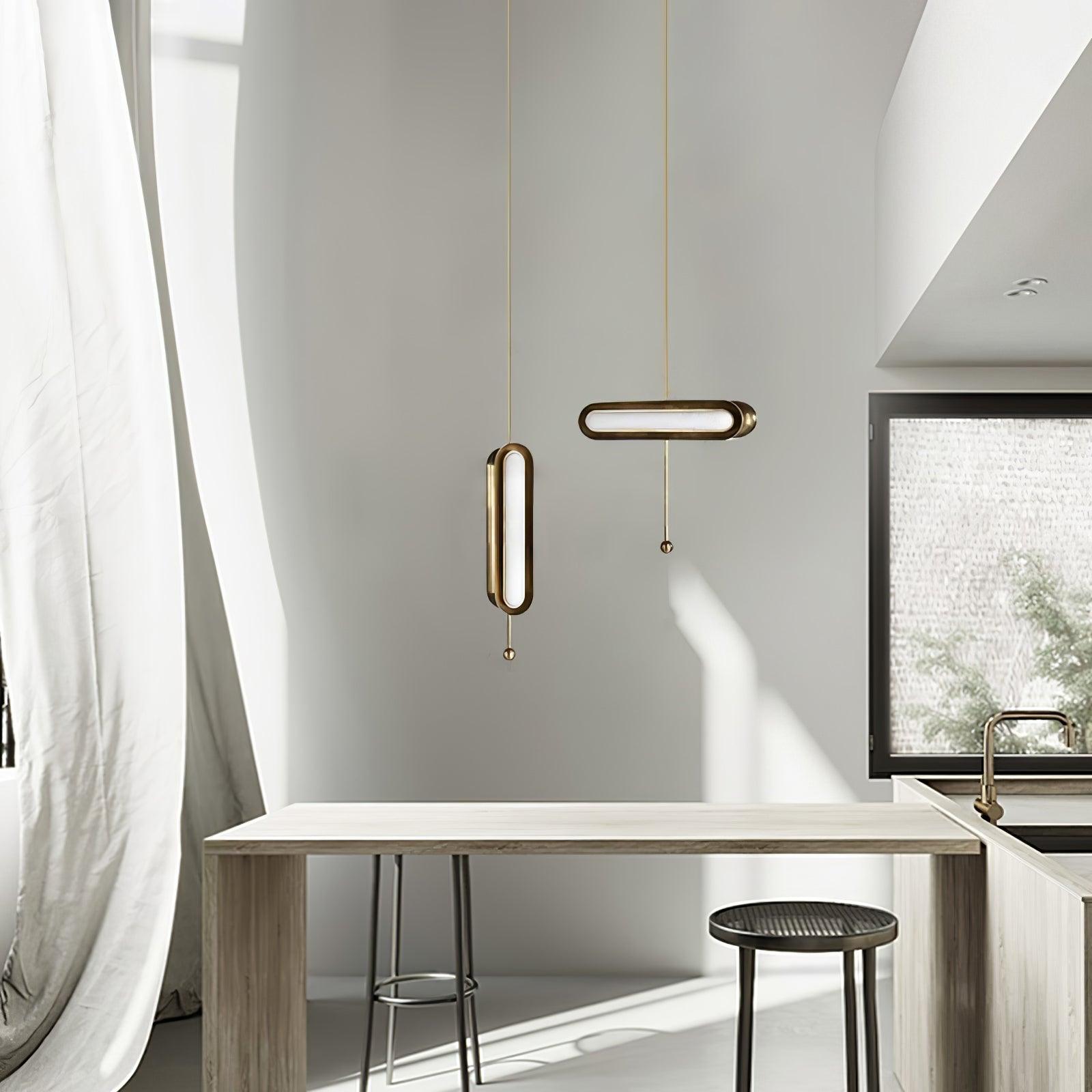 Lyvinaris Geometric Brass Linear Pendant Light - Blowlighting