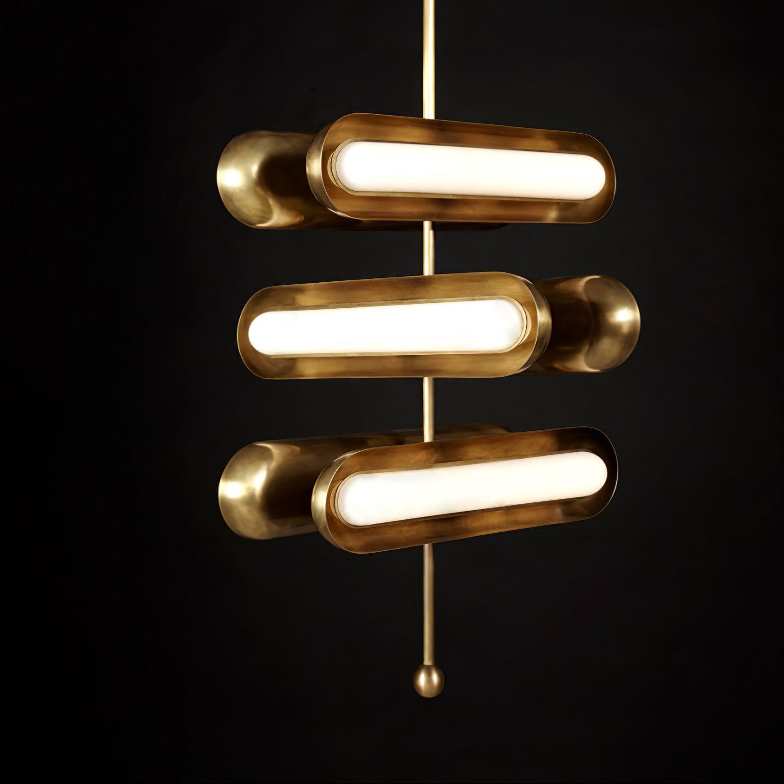 Lyvinaris Geometric Brass Linear Pendant Light - Blowlighting